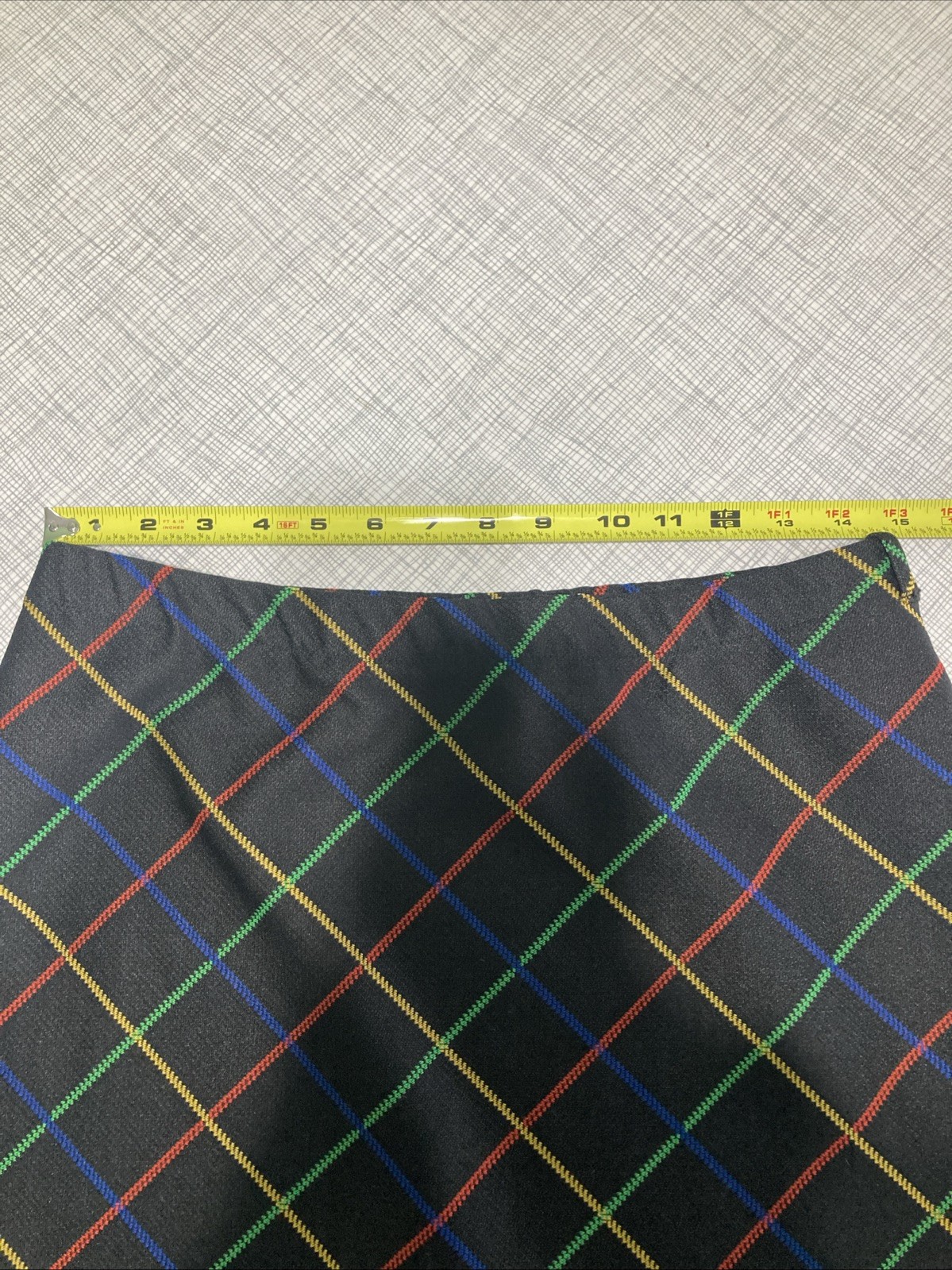 Vtg 70s rrrruss Russ Togs Rainbow Windowpane Plaid Maxi Skirt Black EUC 7020