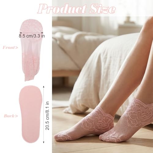 5 Pairs Soft Sheer Lace Ankle Socks Lightweight Mesh Ruffle Socks Breathable