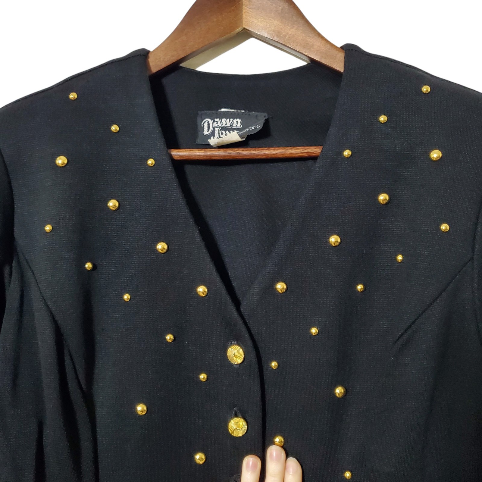 Vtg Black Knit Button Up Dress Size 10 Dawn Joy 1970s 1940s Femme Fatale NWT
