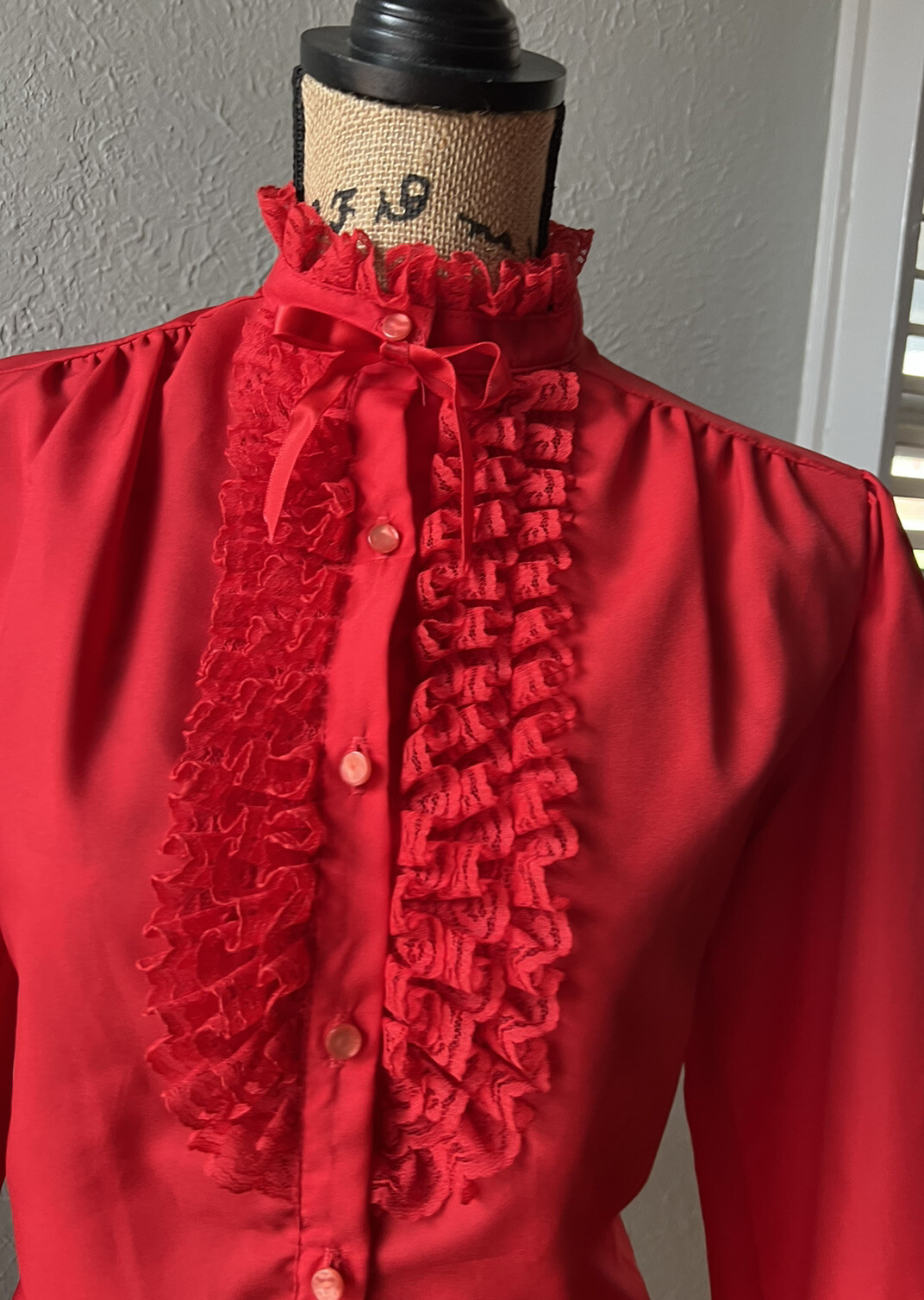 1970s Vintage Lipstick Red Ruffled 1980s 70s 80s Retro Dolly M Geek Secretary