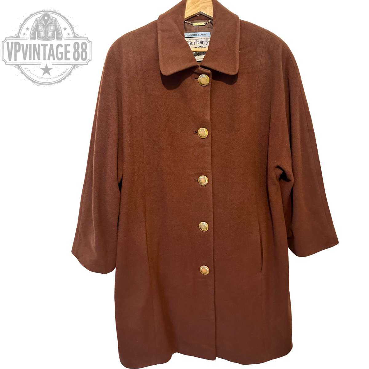 Vintage Burberry Prorsum Brown Cashmere Wool Winter Women’s Trench Coat