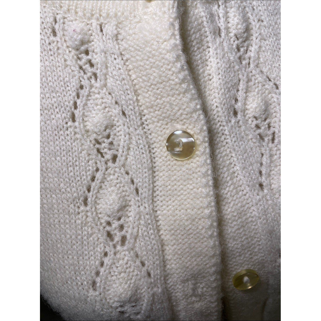 Vintage Devon Original Cream Knit Button-Up Cardigan Sweater Size Small