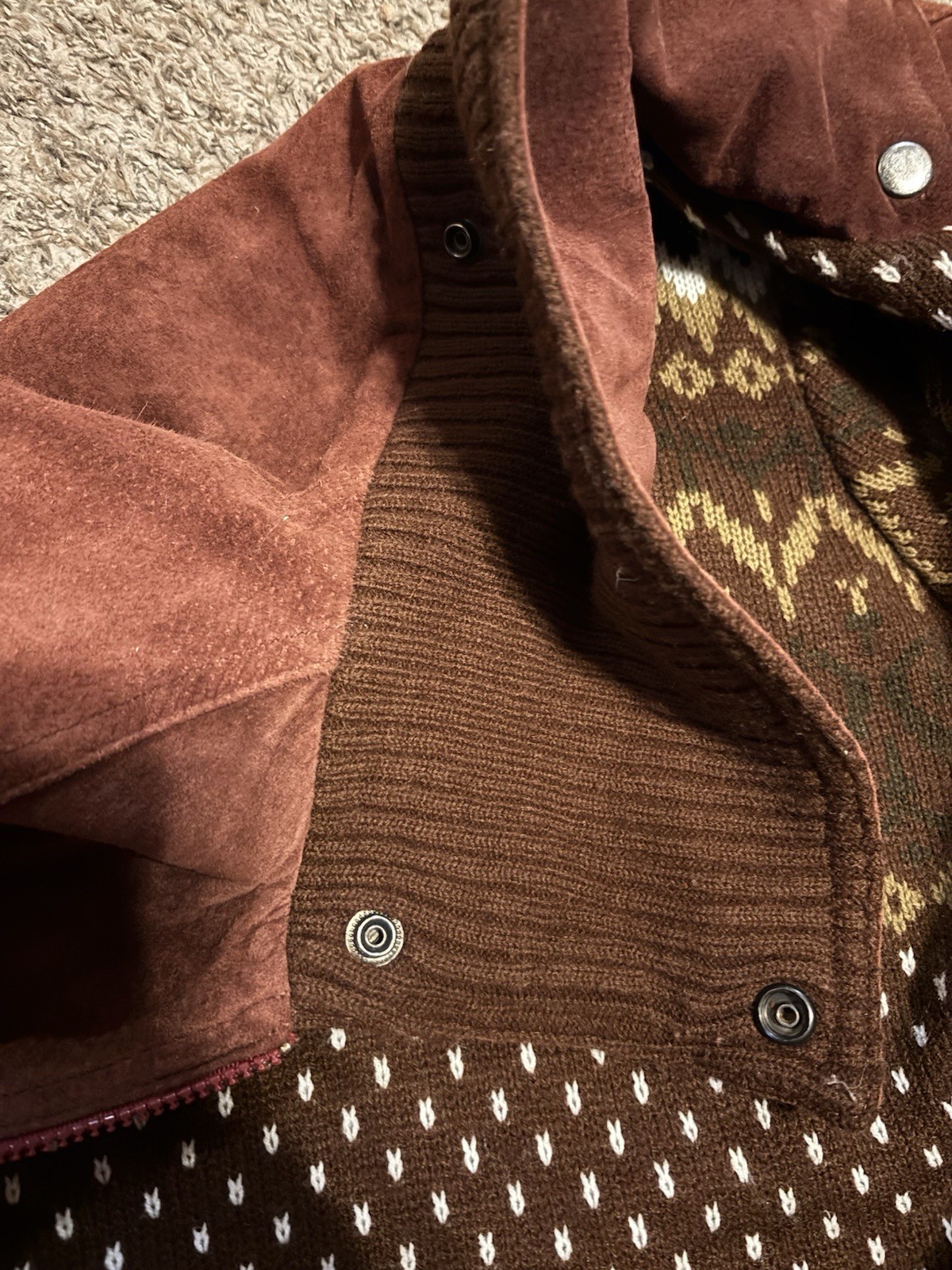 VTG Carlisle Couture Reversible Burgundy Leather/sweaterJacket