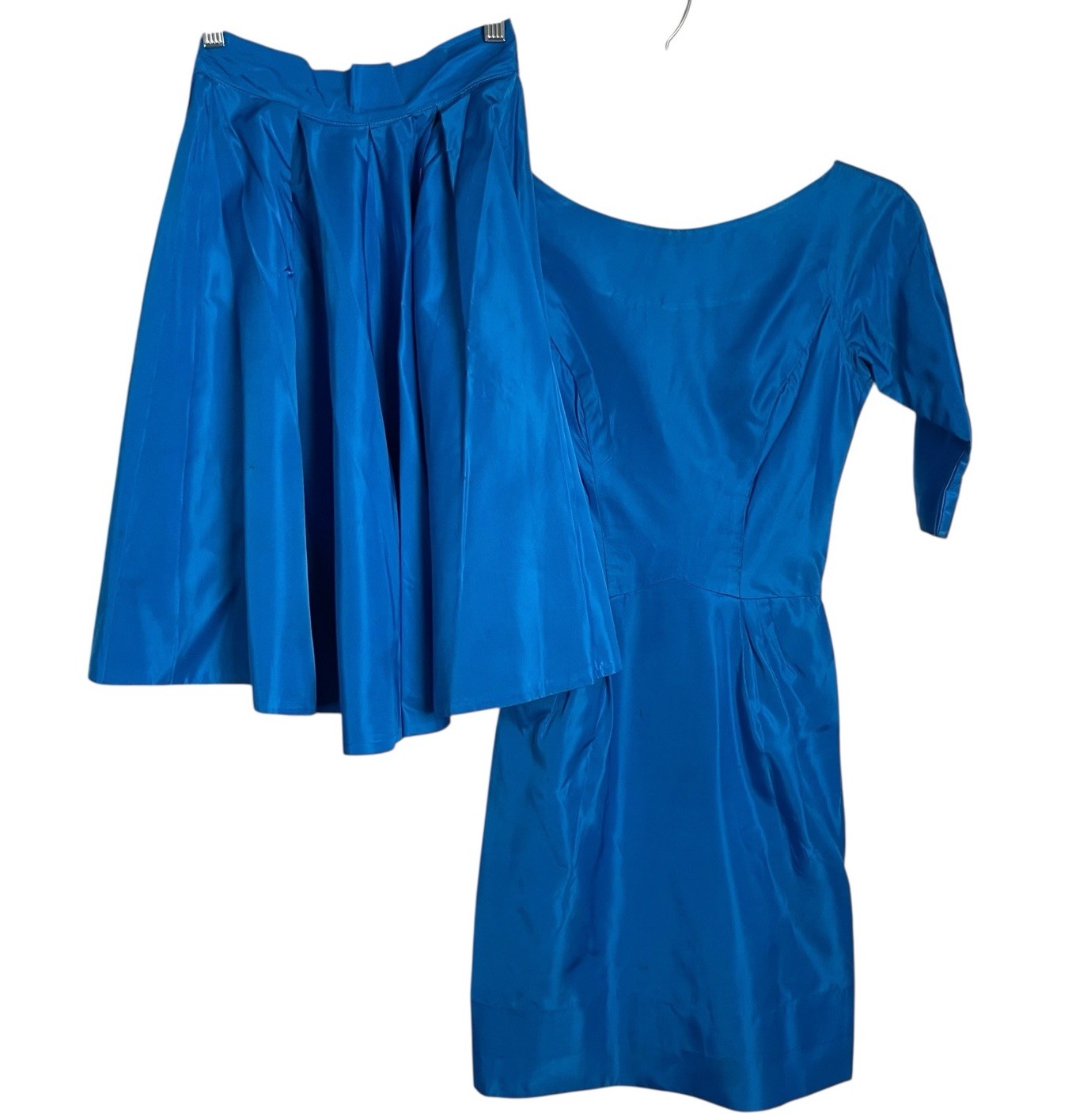Vtg 50s Lorrie Deb San Francisco Dress Size 5 Turquoise Cocktail Overskirt 60s
