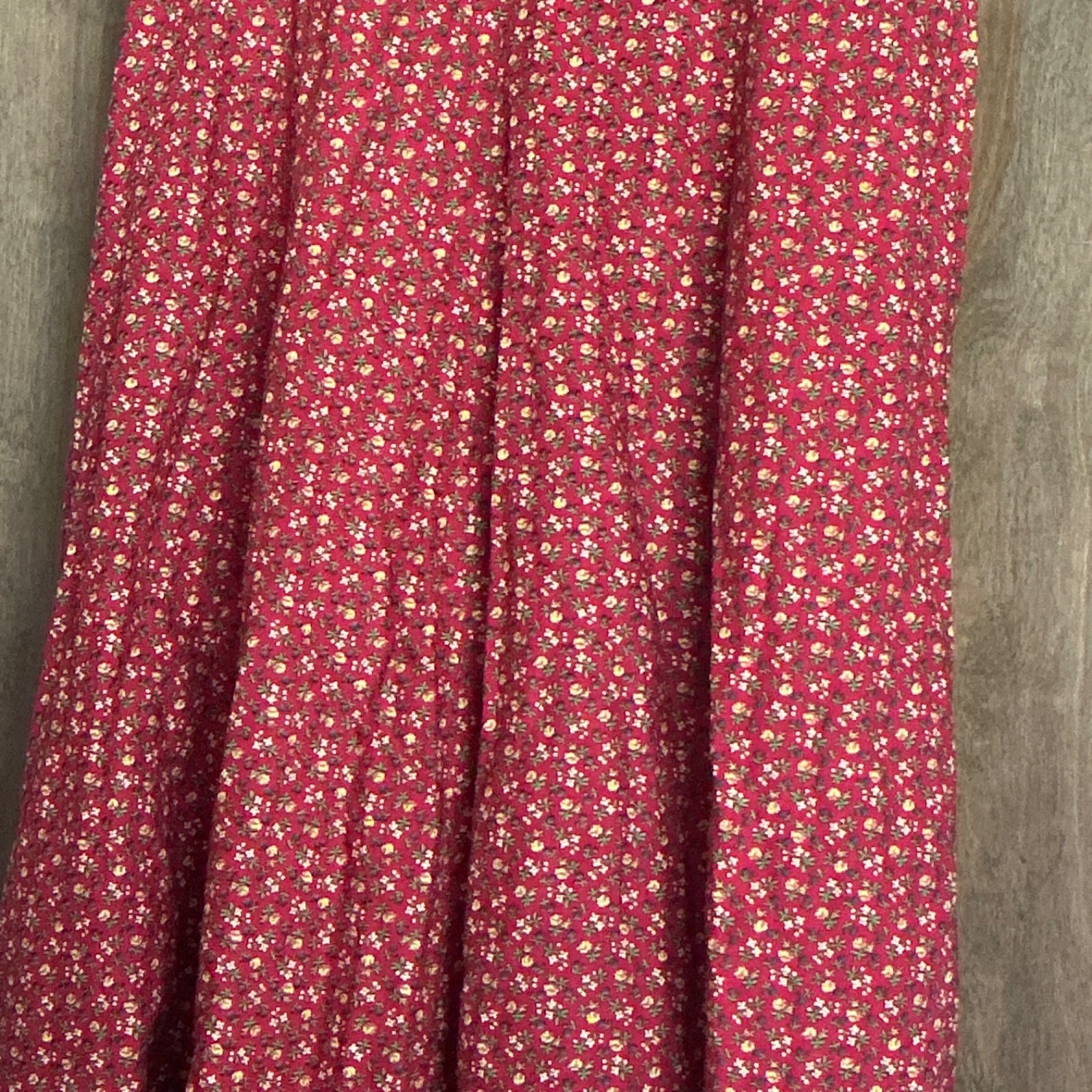 Vtg 70s Belle France Jane Schaffhausen Prairie Maxi Skirt Red Floral Calico 12