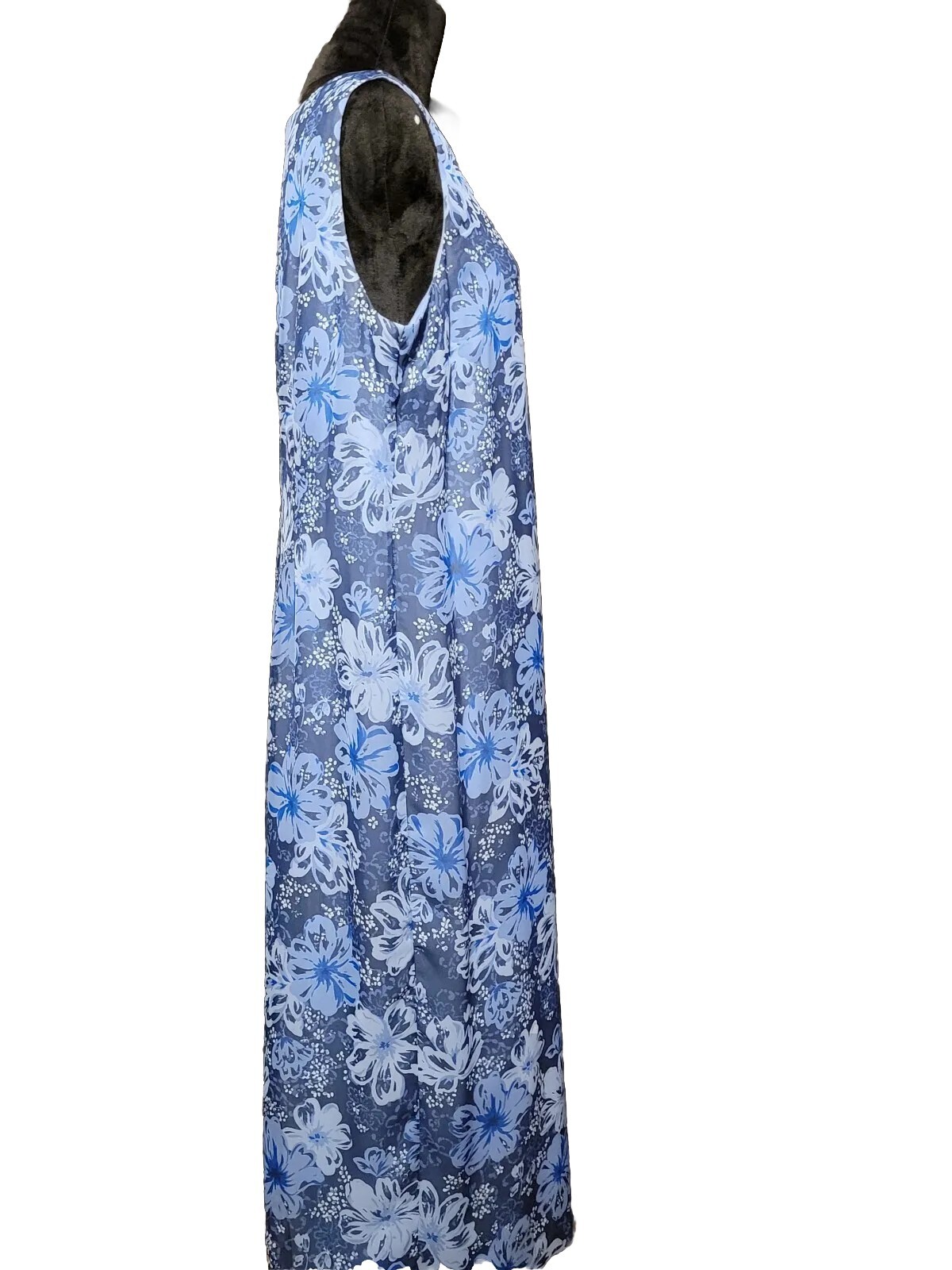 VTG 1980’s MISS DORBY SLEEVELESS LONG FLORAL DRESS w BLUE DRESSY JACKET SIZE 16