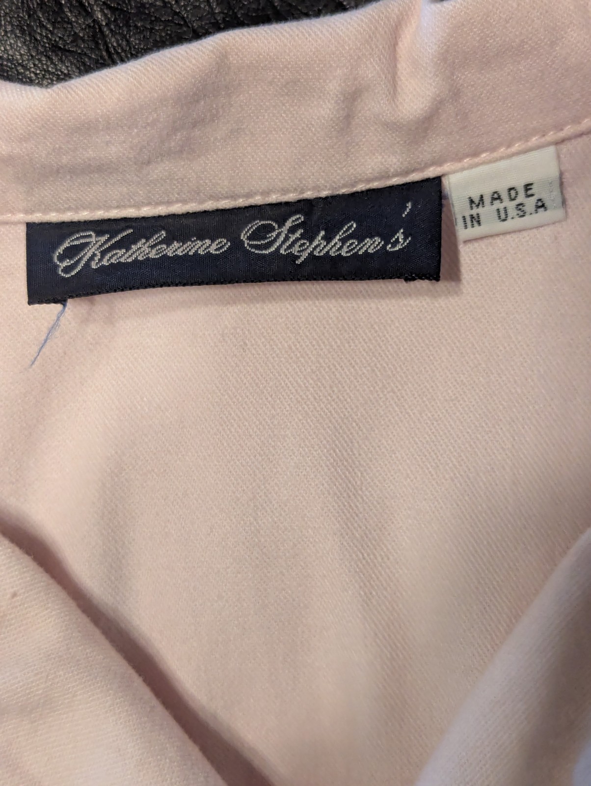 L-XL Vintage 80s 90s Katherine Stephens Pink Shirt Dress Midi Cotton Casual