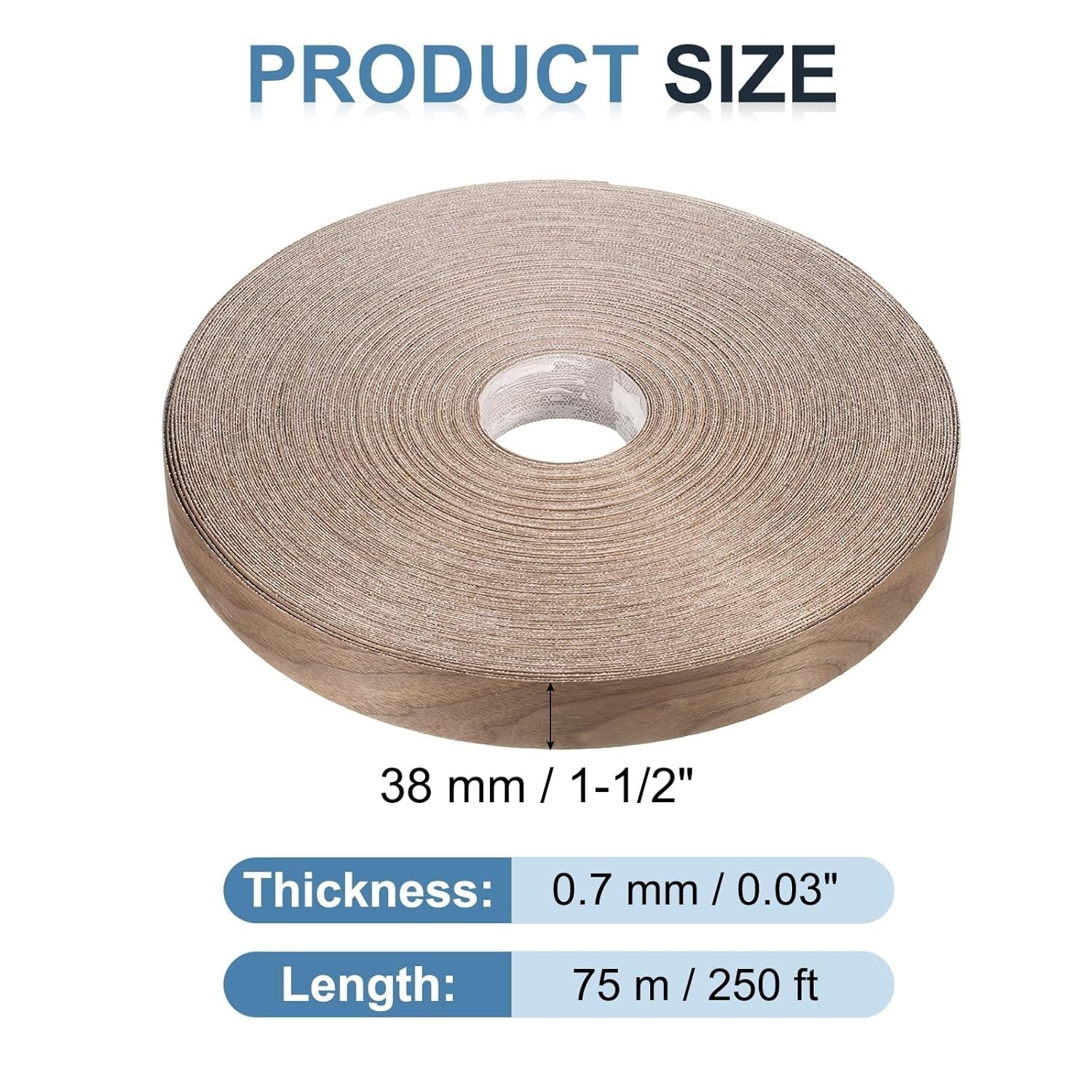 PATIKIL Walnut Edge Banding 1.5in x 250ft Wood Veneer Tape Pre-glued Flexible Pl