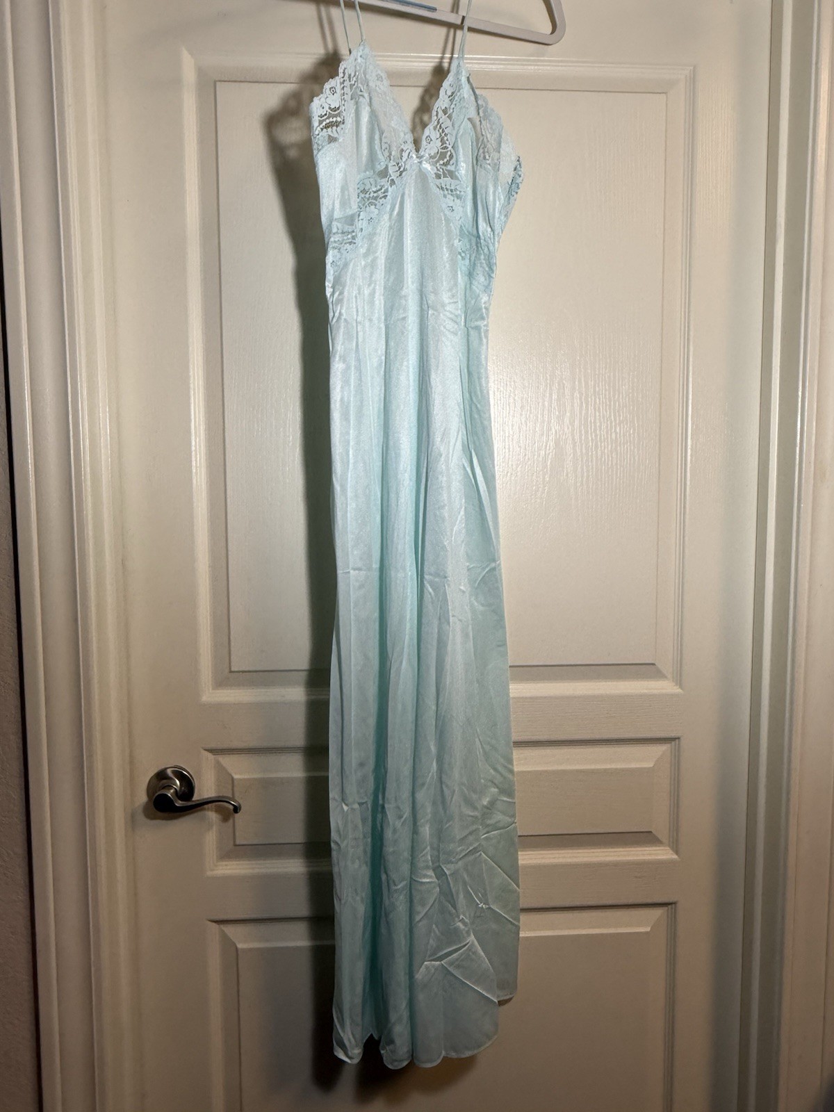 NWT VTG 60s JCPenney Aqua Sheer Peignor Set Sheer Lace Robe & Nightgown NO BELT