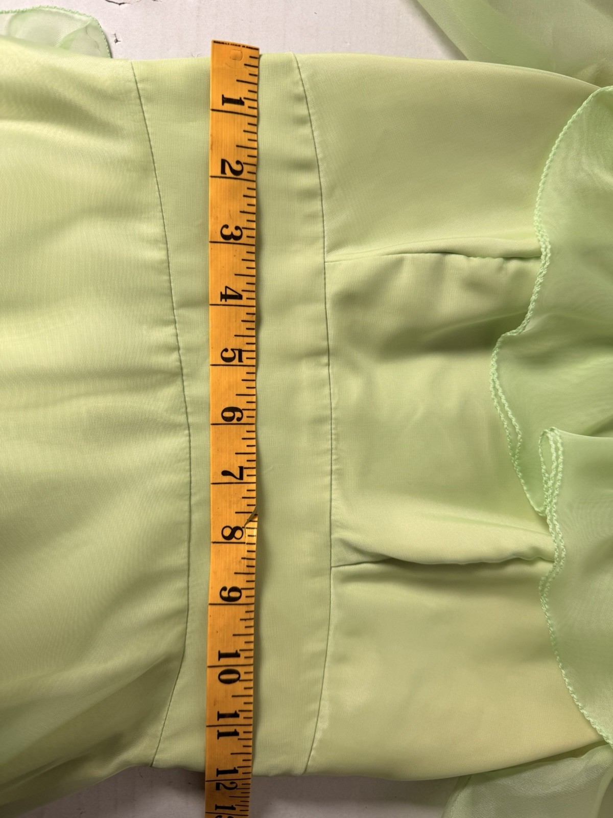 Vtg Mint Green Puffy Long Sleeve Maxi Cottagecore Prairie Ruffles Rare Dress