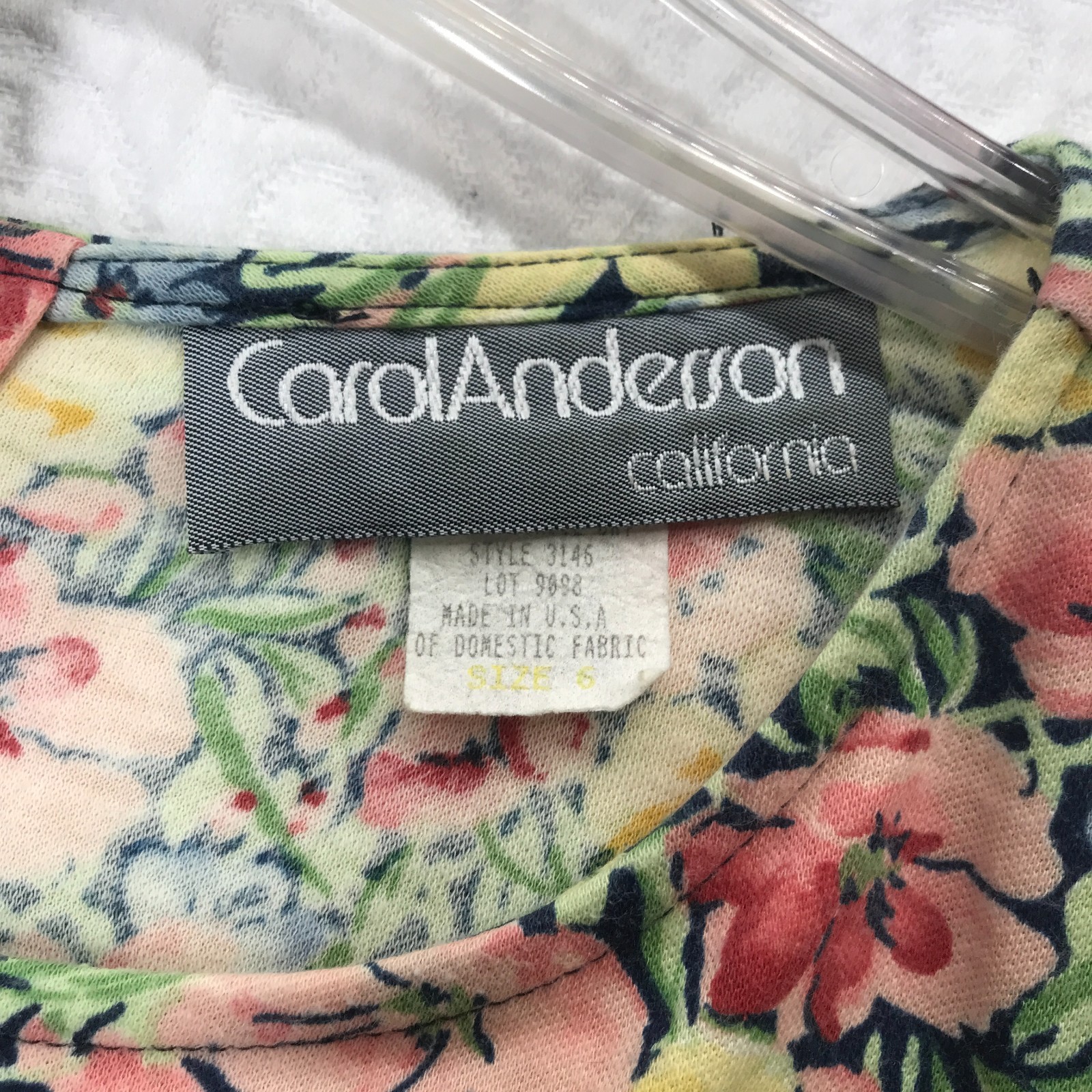 Vintage Carol Anderson Sheath Dress Size 6 Belted 1/2 Button Back Floral