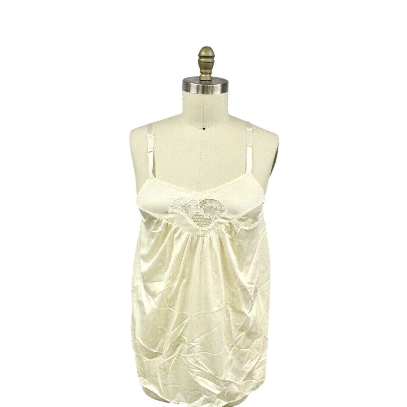 VTG 60s Mary Jane Camisole Antron Nylon Lace Keyhole Beige M NWT