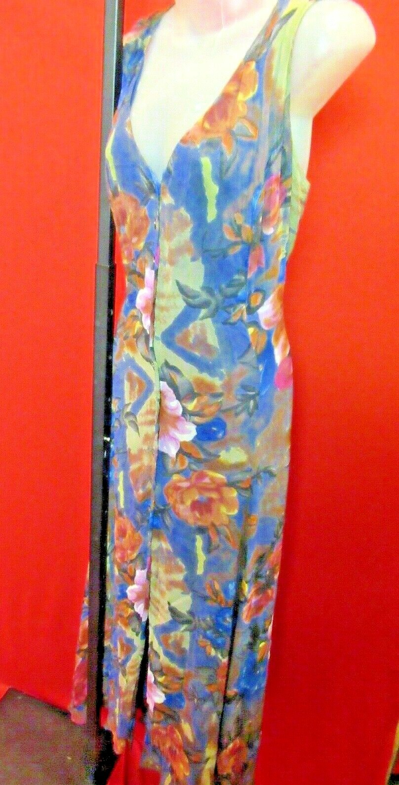 ~~Dark Blue Floral Garden Tea Party Dress Sz 10 Pearlized button front~~
