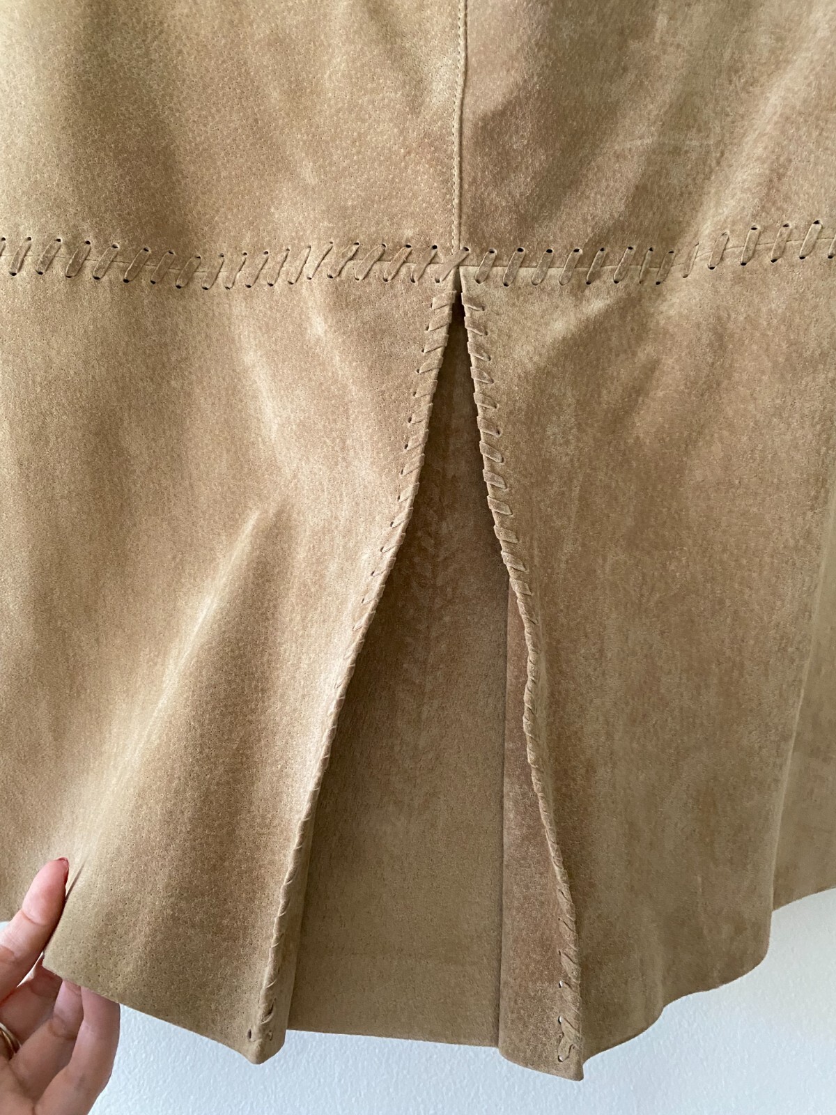 Vintage Worth y2k Suede Braided Detail Mini Skirt Boho Western Bella Hadid read*