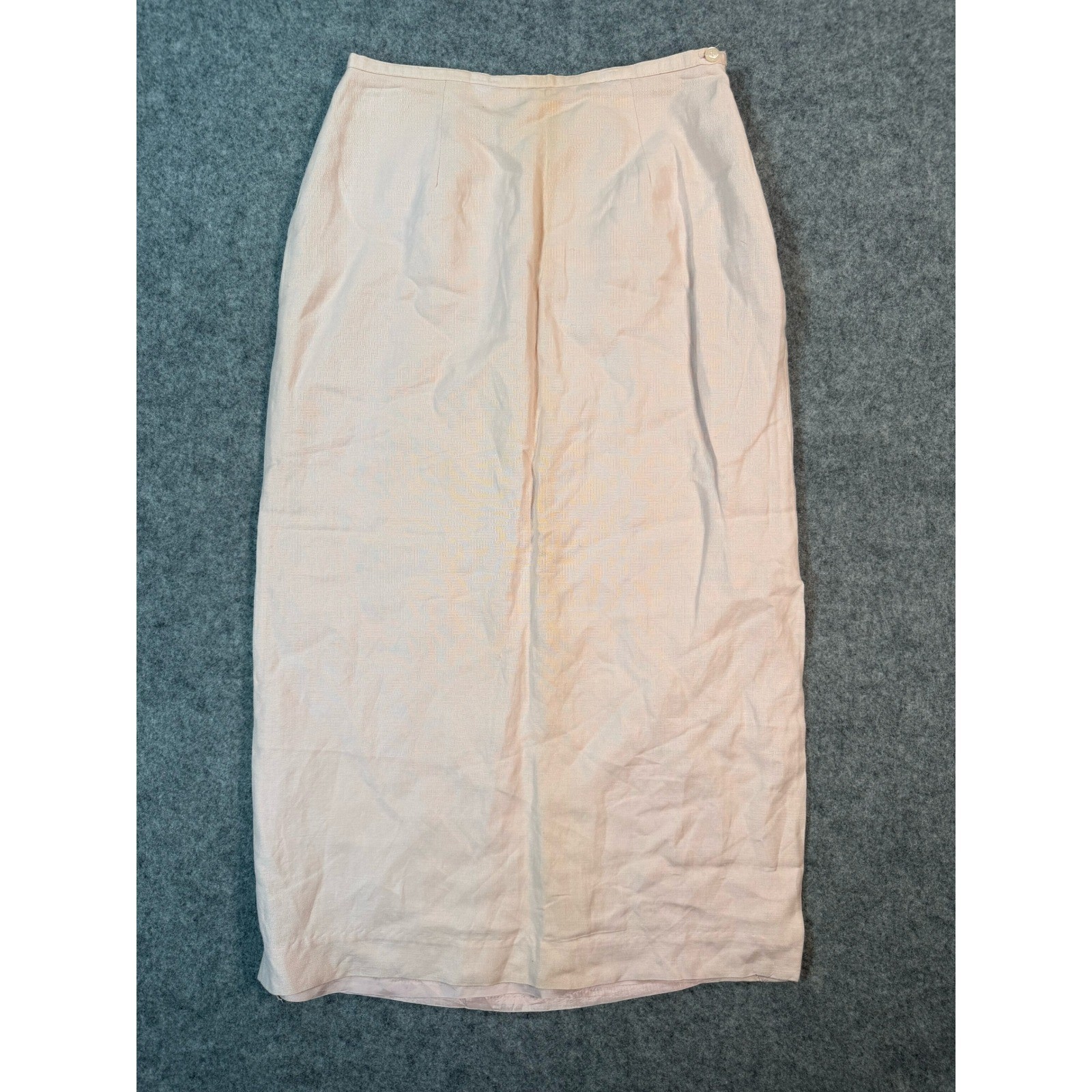 Adolfo Studio Vintage Pink Linen Blend Maxi Skirt Side Slit Petite 6 SK069