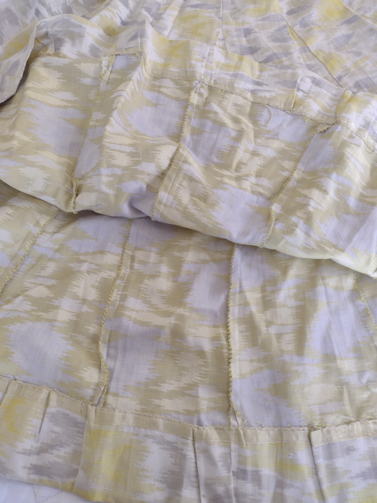 VTG Pat Premo Midi Dress Yellow Grey 50s 60s Cottage Full Skirt Mid Century MCM