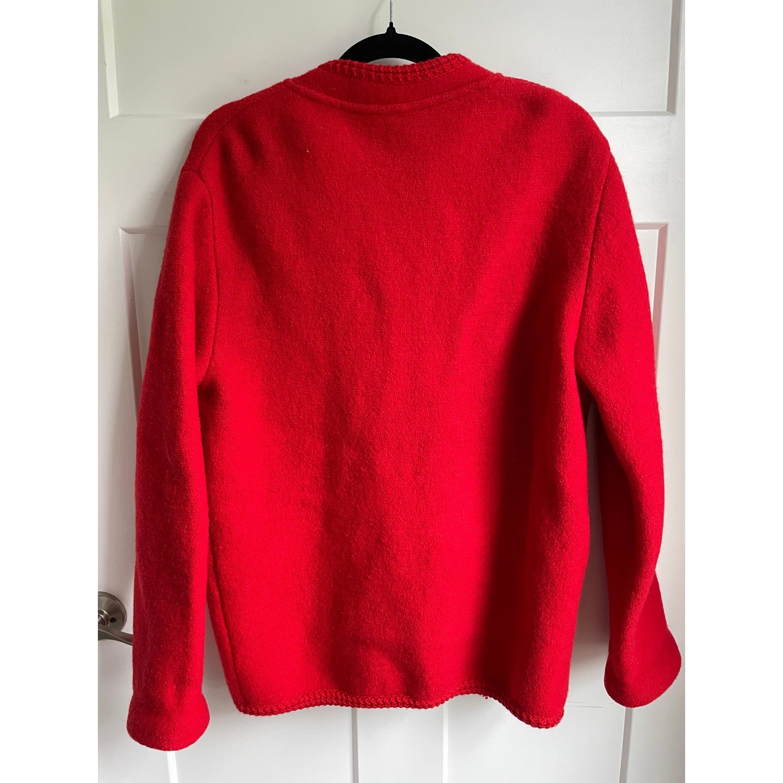 VTG Boiled Wool Jacket Bomber Cherry Red Bavarian Trachten St George Button L