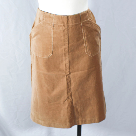 Vintage 90s JG Hook Tan Velveteen Utility Skirt Academia Size 10P Cottagecore
