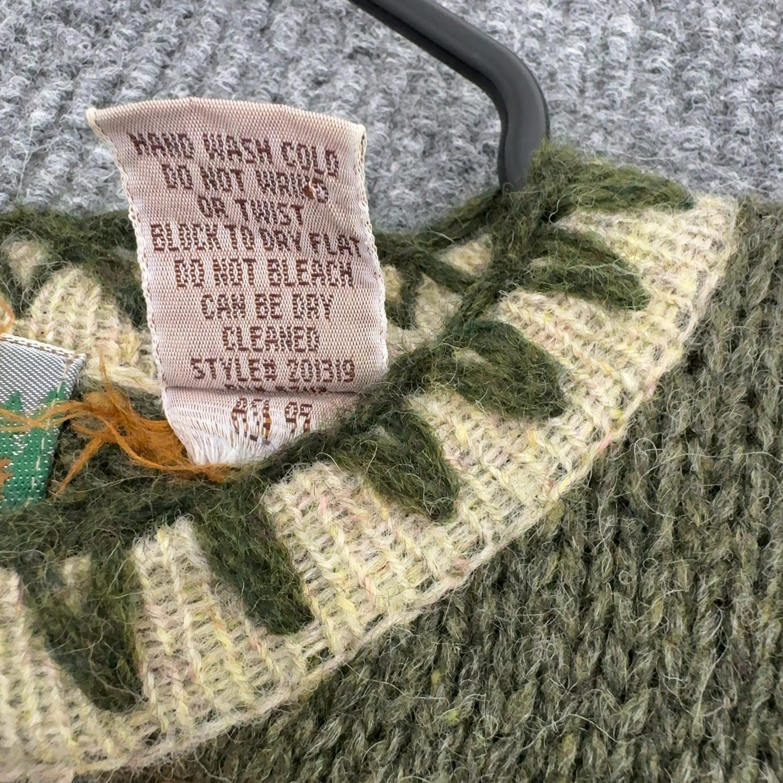 Vintage EMS Sweater Womens S Green Wool Blanket Stitch Crewneck Gorpcore Outdoor