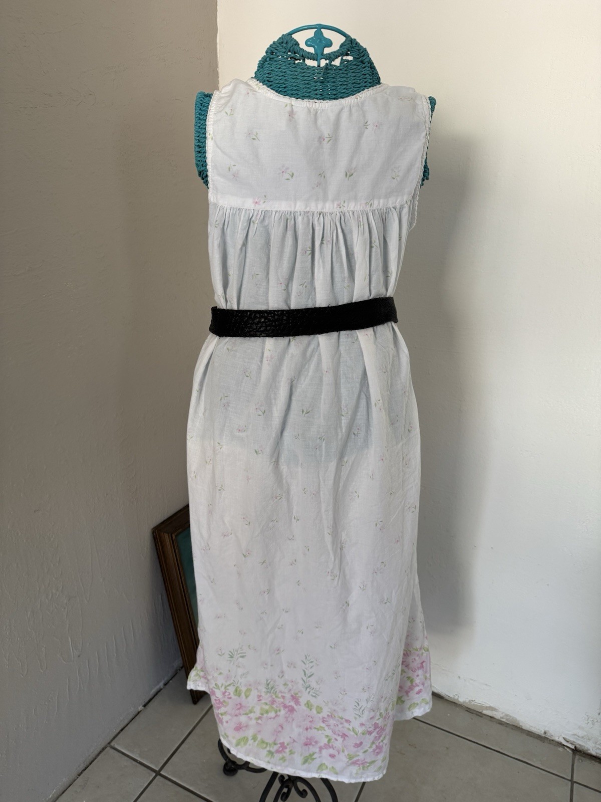 Vintage Cotton Blue Cascade Prairie Gown Indian