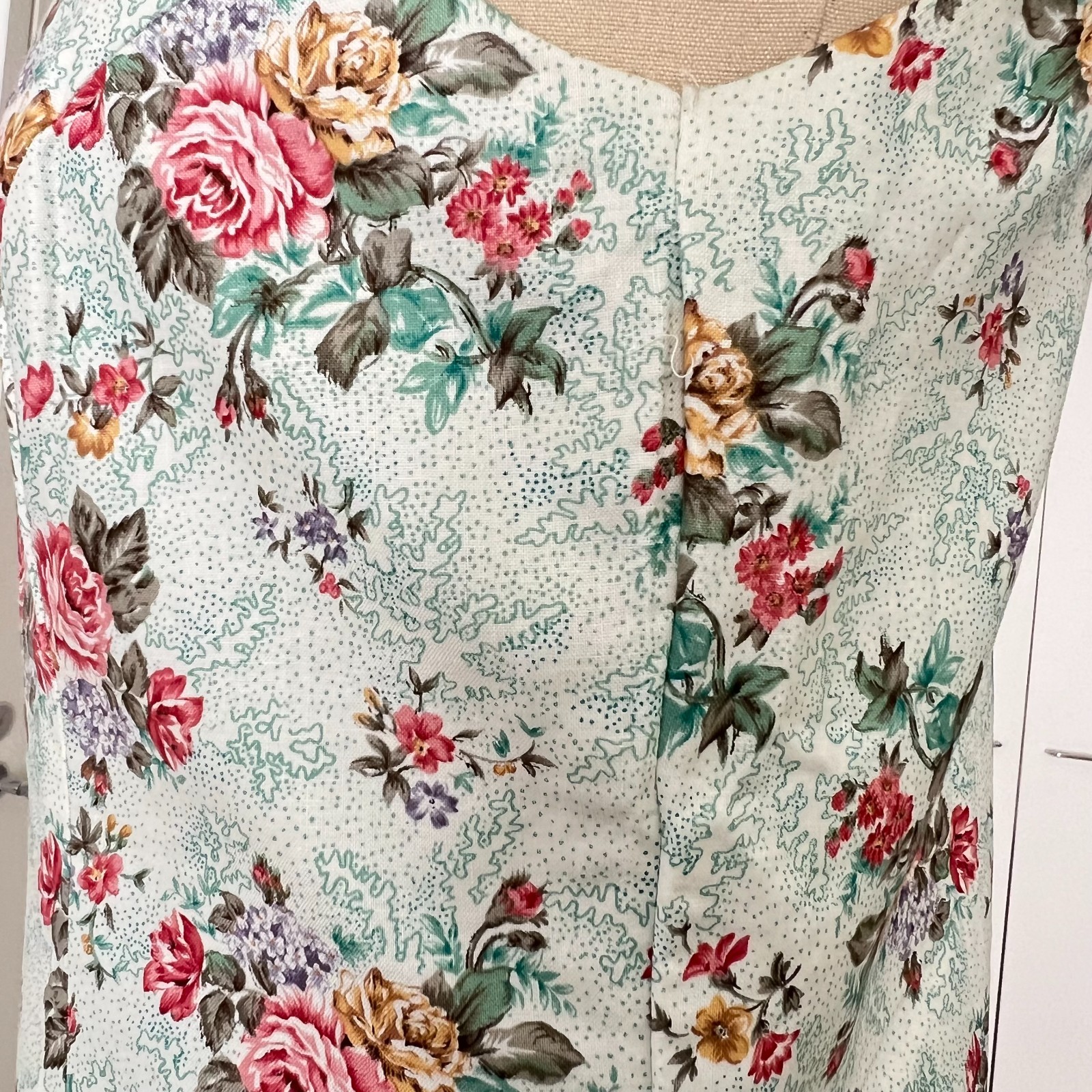 Vintage Floral Two Piece Dress & Bolero Set Puff Sleeves Tea Length Cottagecore