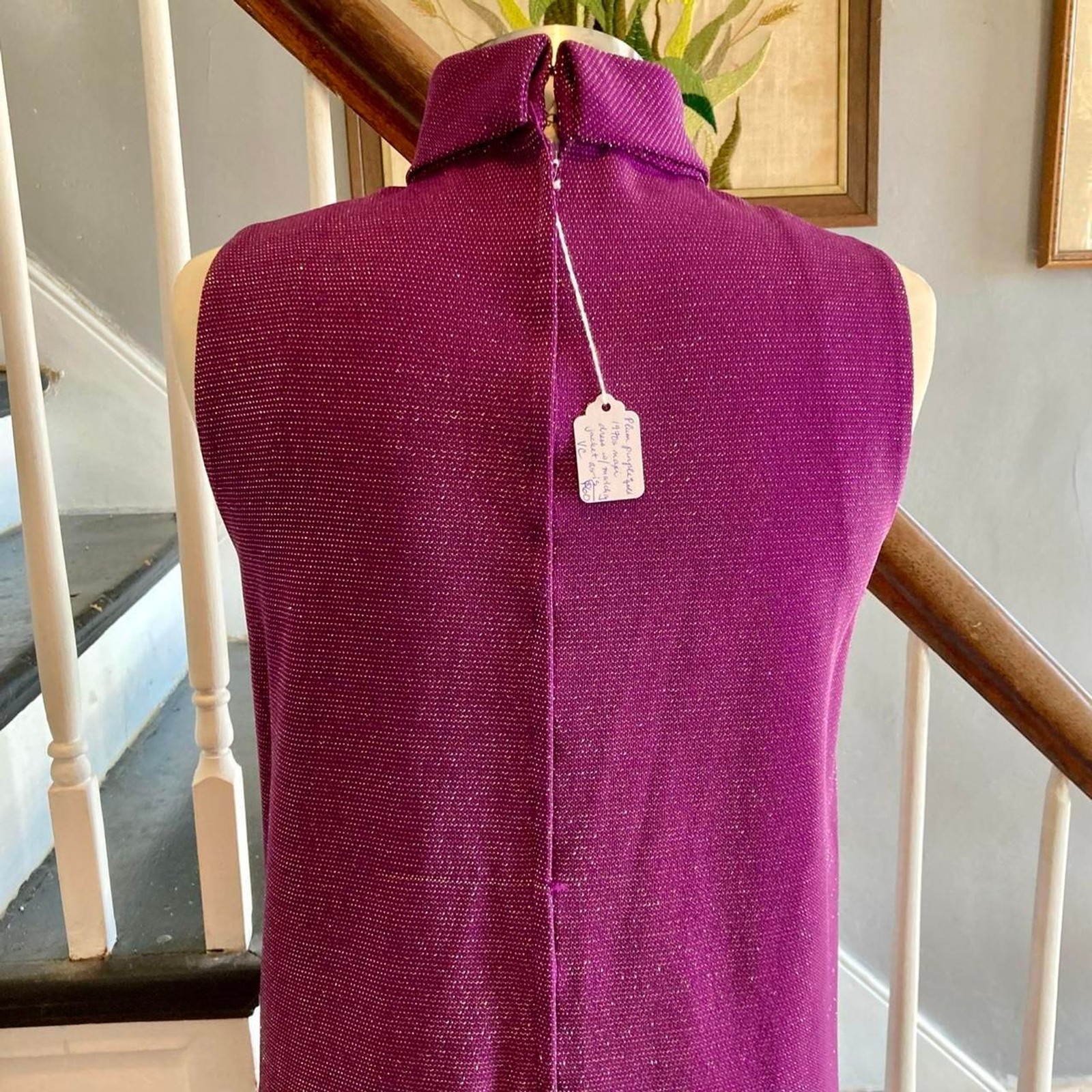 1970s Women’s Purple and Gold Dress