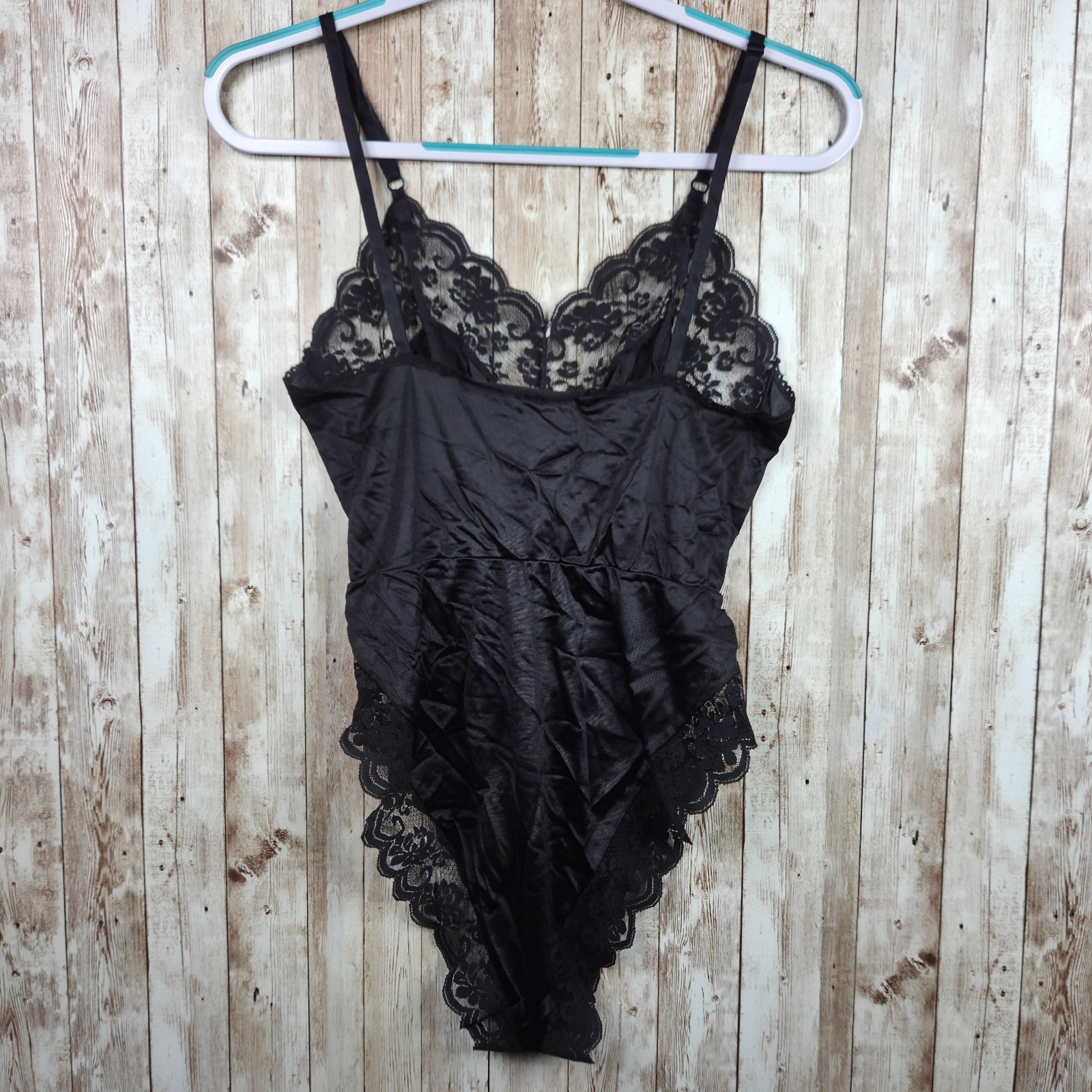 Vintage CHANTILLY Maidenform Black Teddy One Piece Lingerie Size 32 Satin Lace