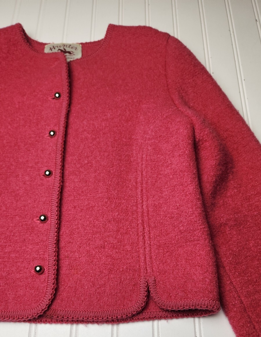 Vintage Pink Barbiecore Jacket Virgin Wool Cropped Blazer Hunter Sportswear