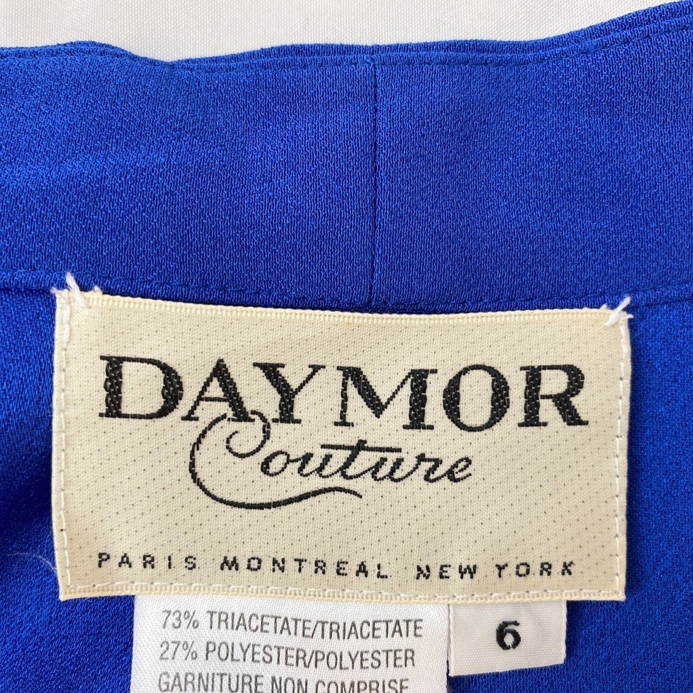 Vintage 80’s Daymor Couture Blue Wrap Style Dress with Beaded Embellishments S