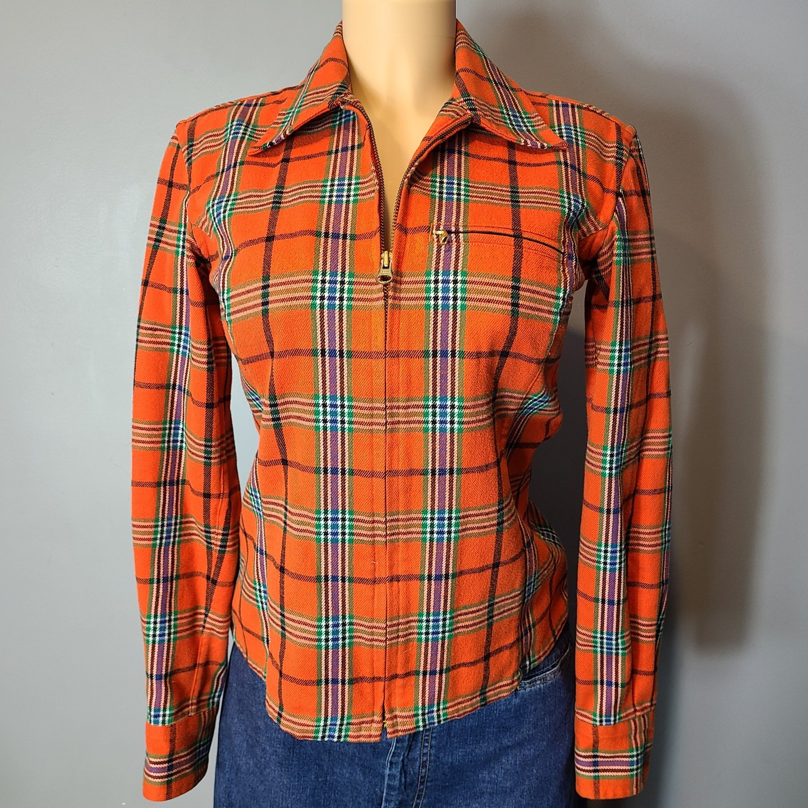 Vtg Ralph Lauren Polo Sport Plaid Full Zip Jacket Womens 6 Tartan Old Money Prep