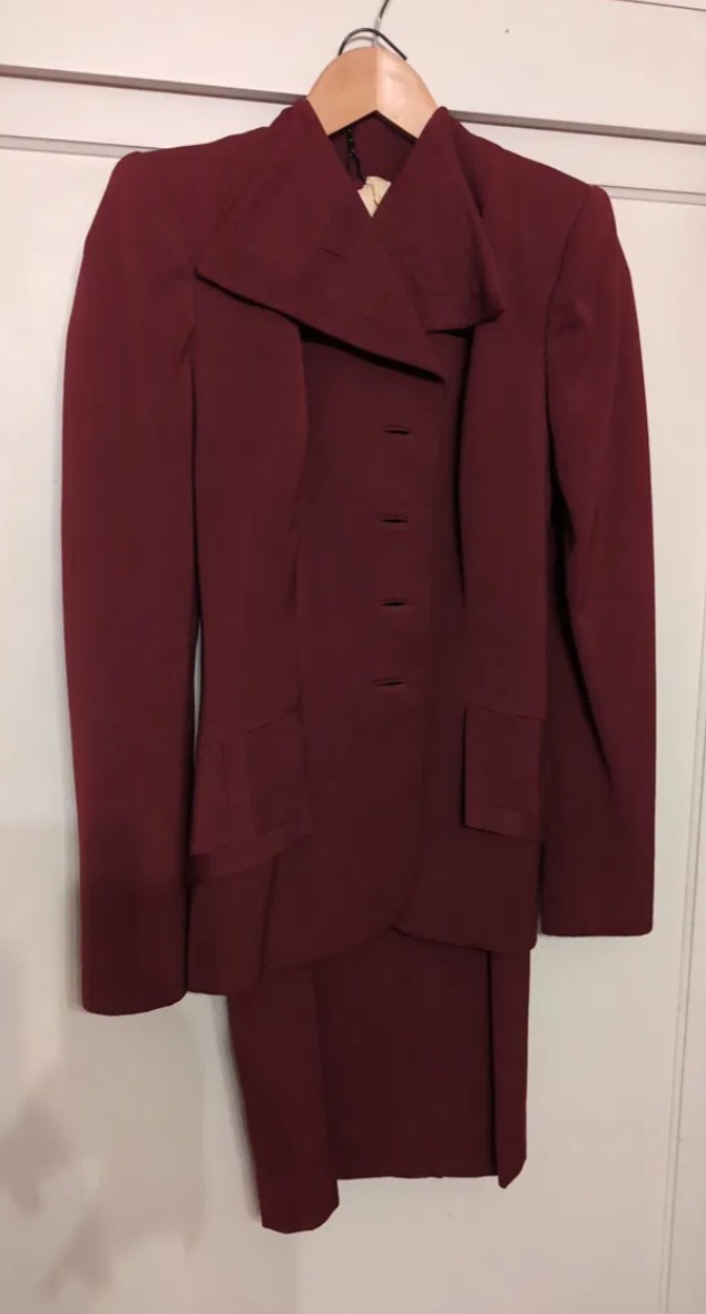 1940s Rummel Abbate California Custom Burgundy Gab Skirt Suit Vintage Wool