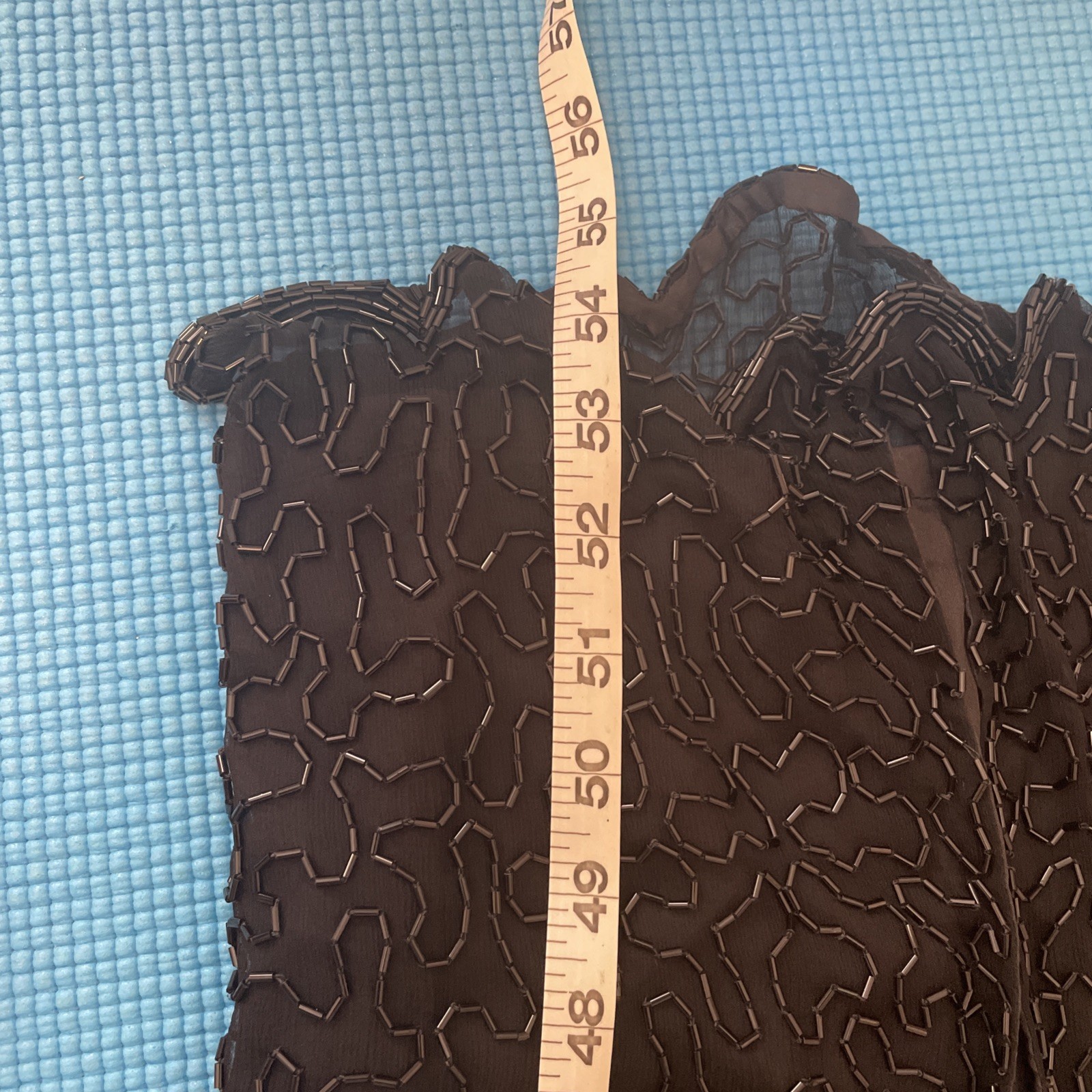 Vtg SWEELO Black 100% Silk Sequin Beaded Slim Fit Long Evening Party Dress Sz S