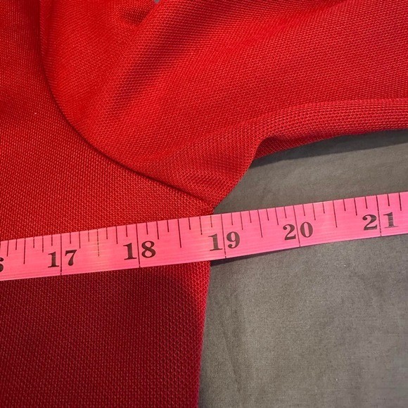 Vintage 70s Devon Red Dacron Polyester Dagger Collar Button Up Blouse Womens M
