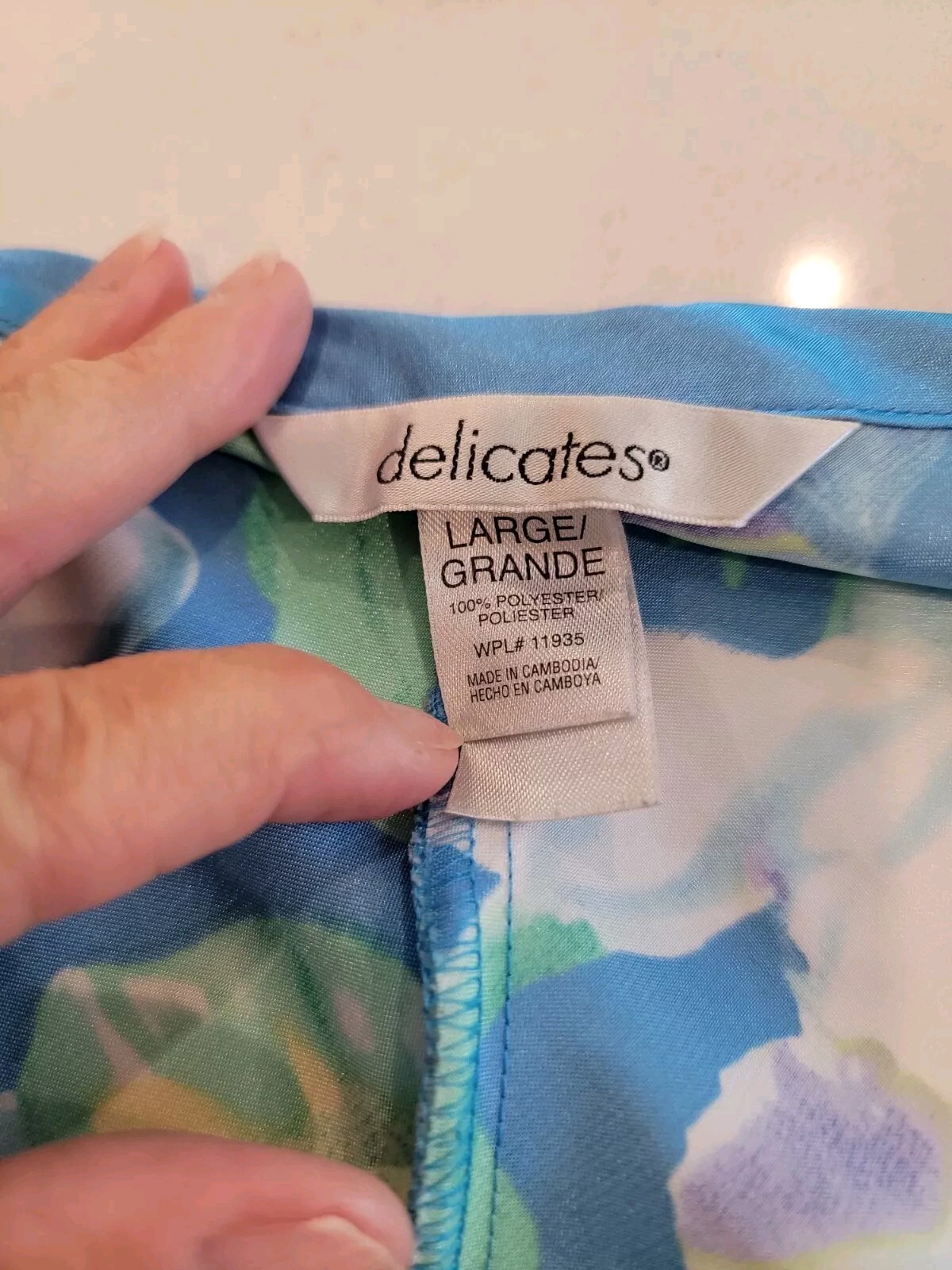 Nightgown Delicates Blue Floral Size L Polyester