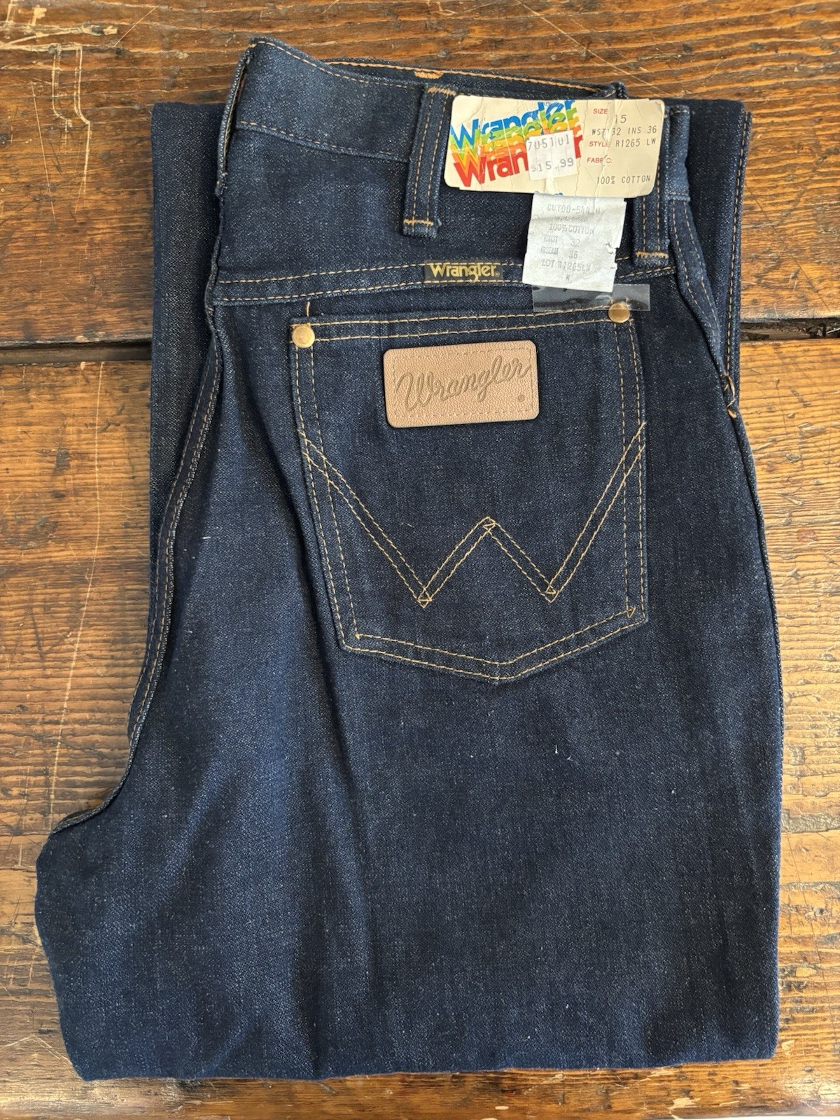 Vintage 1970s Wrangler Jeans NWT Rainbow Tag Women’s Size 15 DEADSTOCK (32 x36)