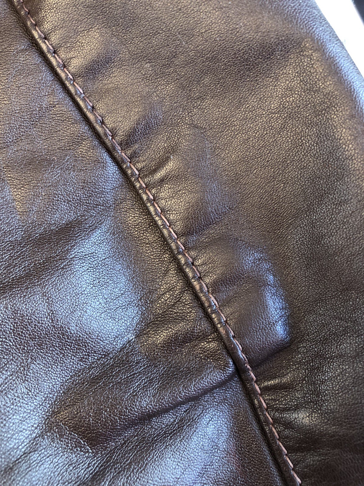 Vintage 1970s LEARSI Leather Jacket Size 14/Small Brown Cool Fashion Button GUC