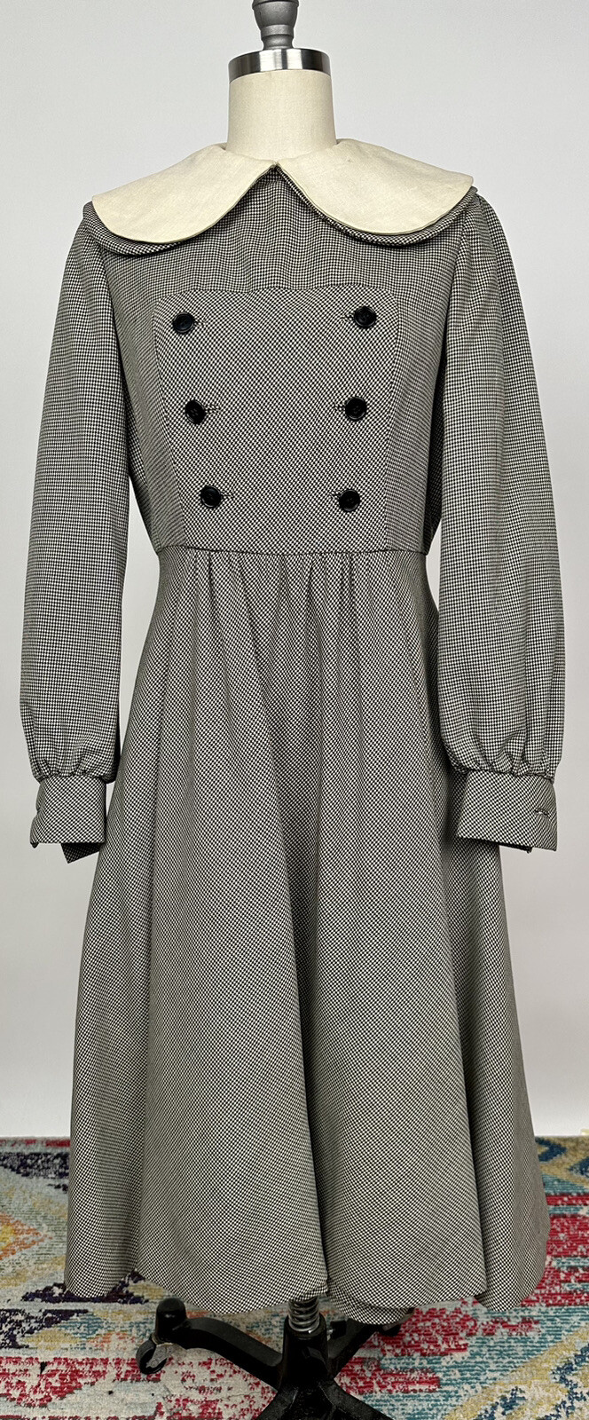 Vintage 1960s Geoffrey Beene Black & White Herringbone Dress Black Friday