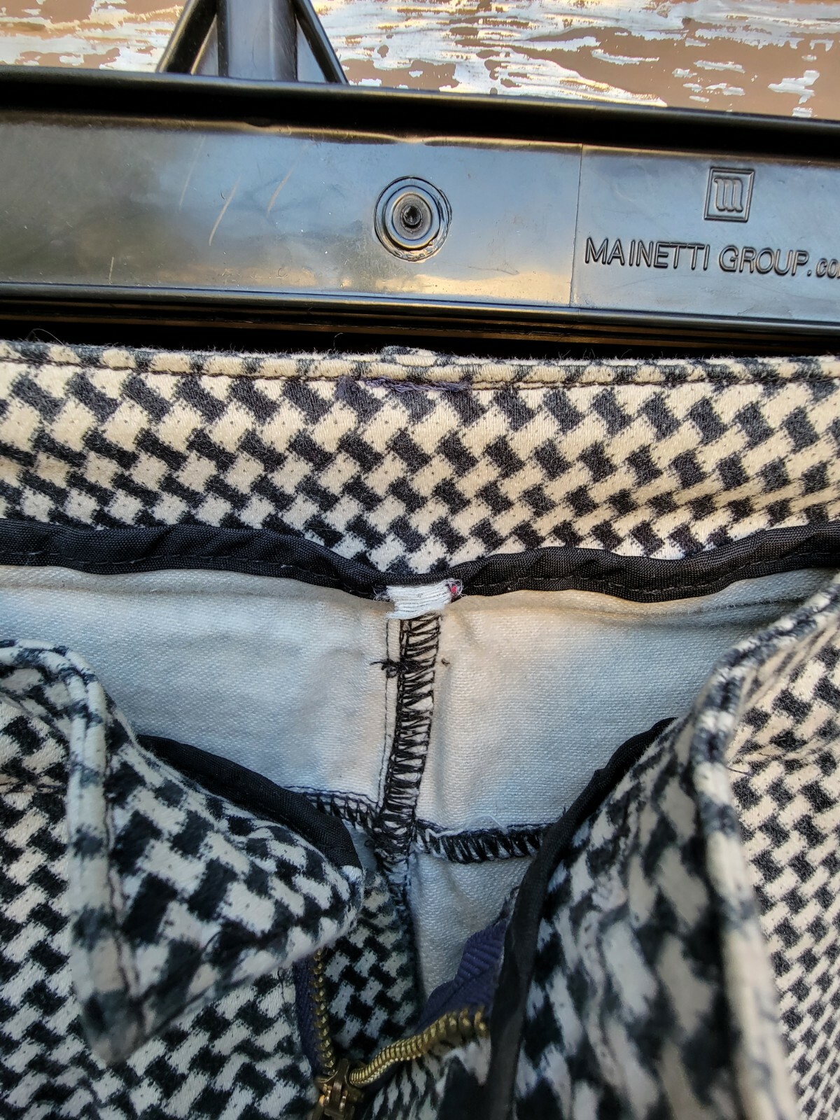 VTG 1960s Womens Stretchy Knit Pants Checkered Crown C&C Zipper Size 6-8 28″-30″