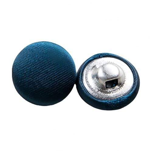 10 Pcs Satin Covered Metal Shank Buttons Cloth Buttons for Wedding 20mm Blue