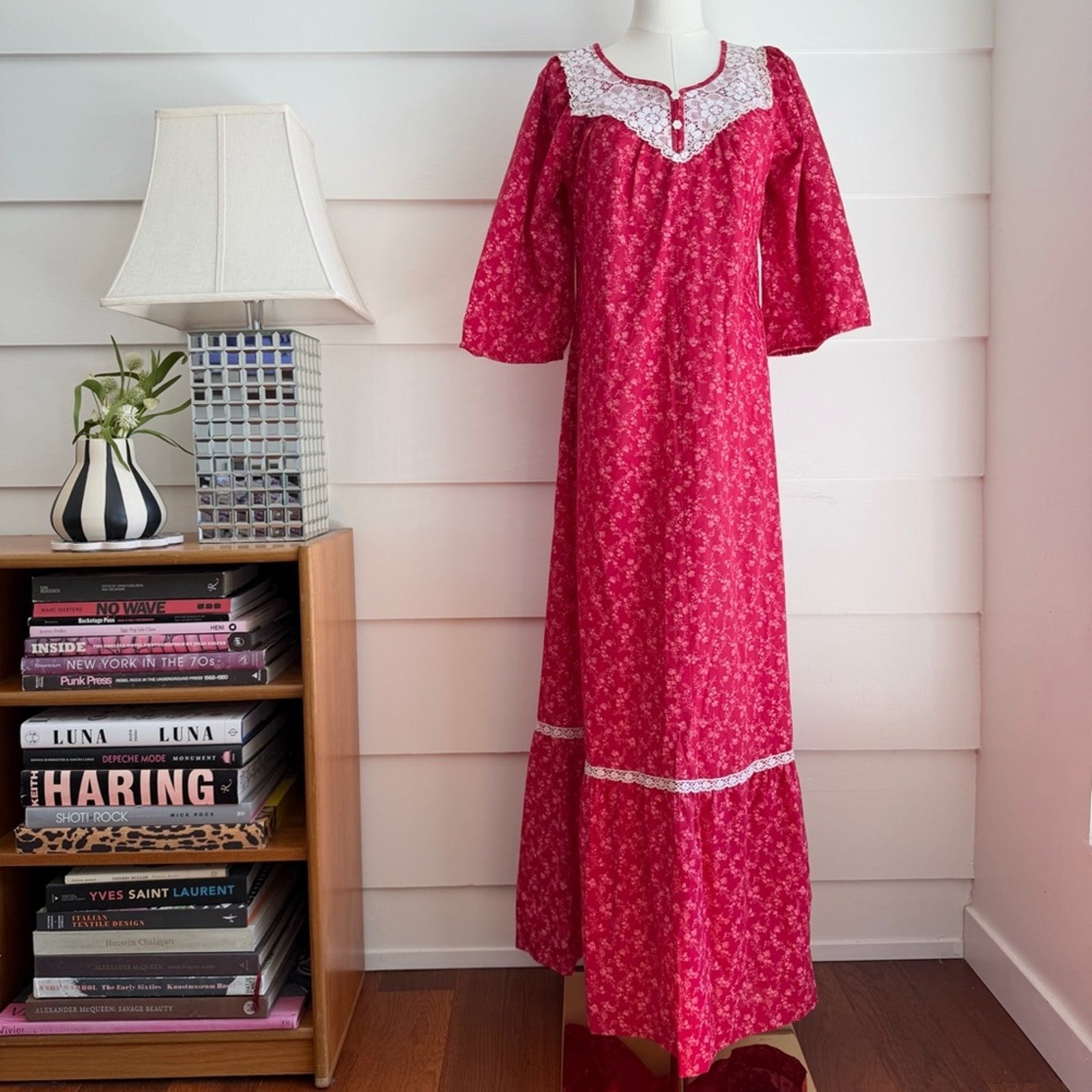 Vintage Hawaiian Floral Print House Dress Cottage Core Maxi s/m