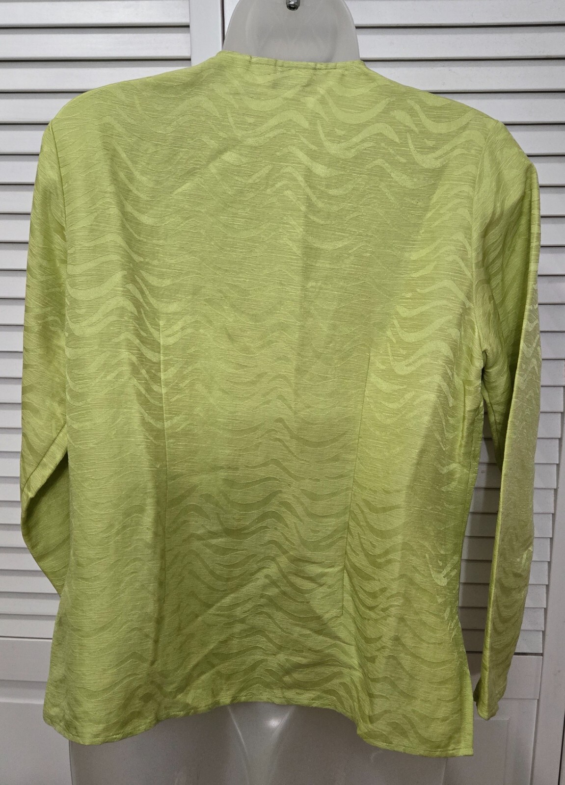 90s Laura Ashley Silk Linen Green Jacquard Button down Long Sleeve Top PS Spring