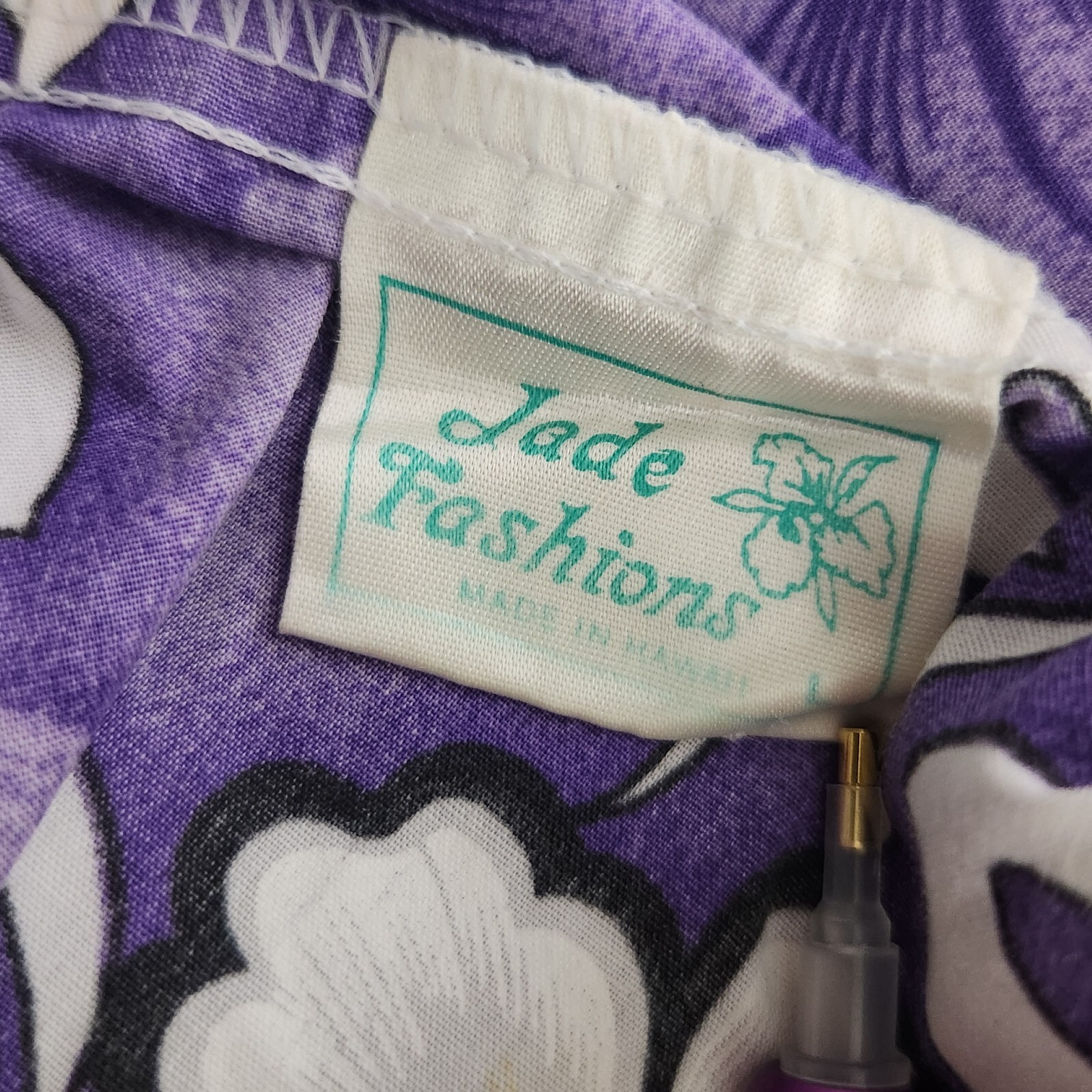 Vintage 80’s Jade Fashions Of Hawaii Dress Flower Purple MuMu Hibiscus Vacation