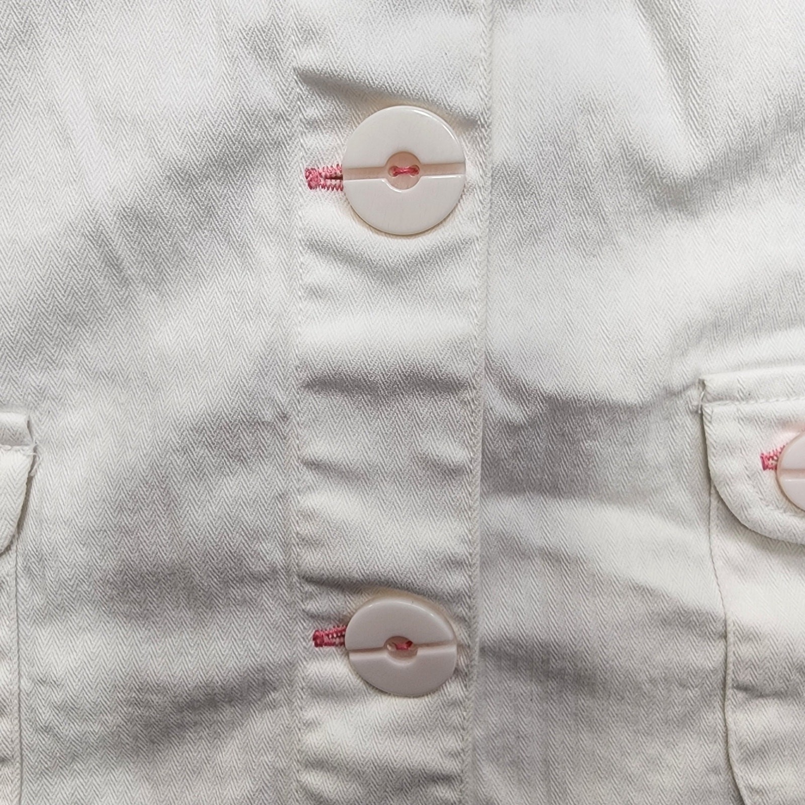 Vintage Christopher & Banks Vest Womens L White Pink Sleeveless Button Up Preppy