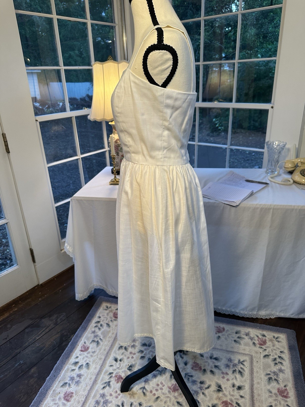 Vintage 50s Off-White Eggshell Swing Dress With Jacket Princess Bodice Small