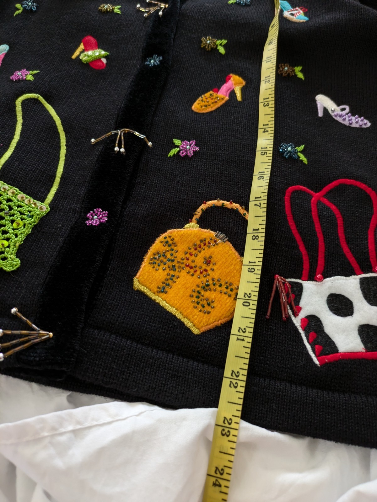 Vintage Jack B Quick Sweater Womens M Whimsical Novelty Beaded Purses Heels