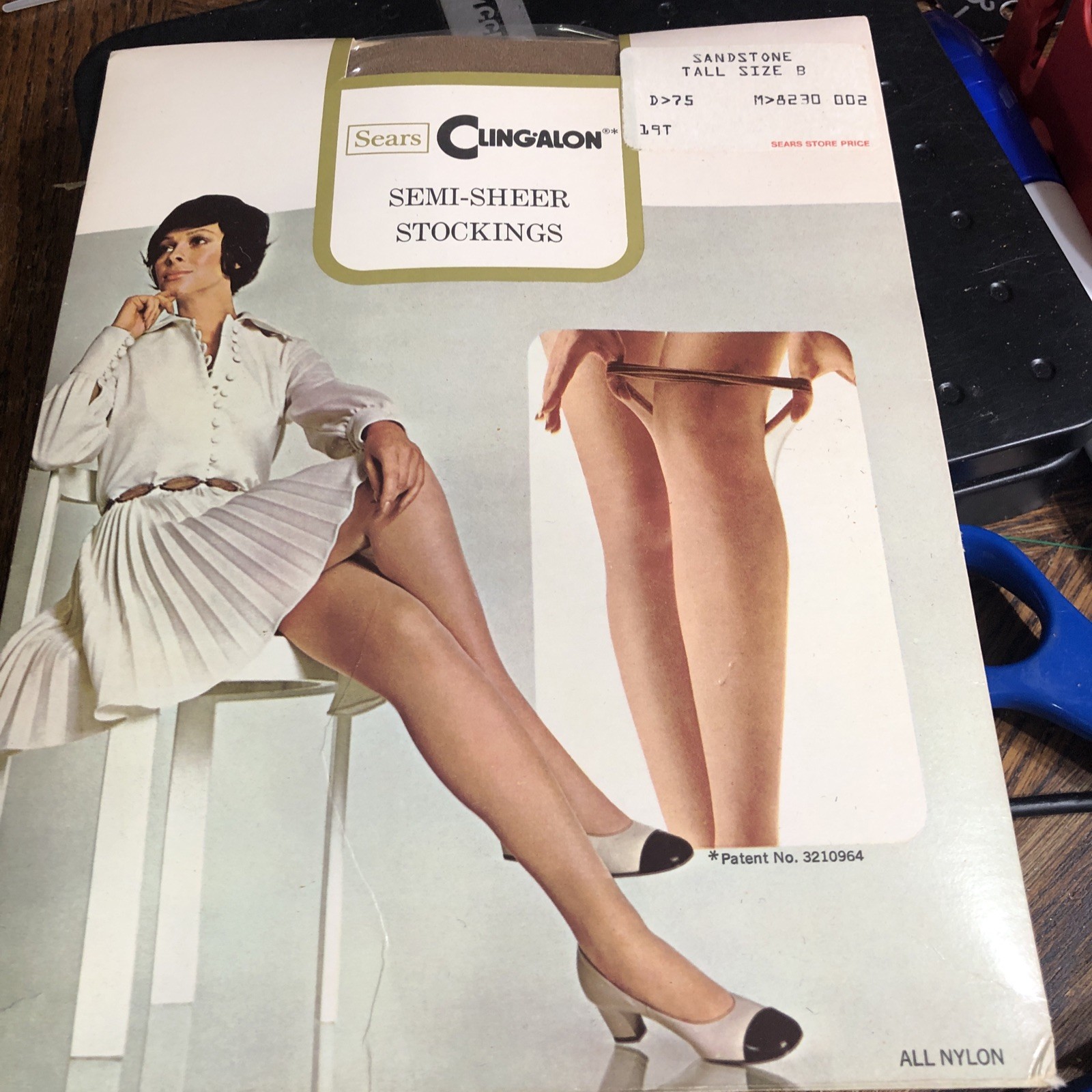 Sears CLINGALON Semi-Sheer Stockings SIZE Tall B 11-12 Sandstone