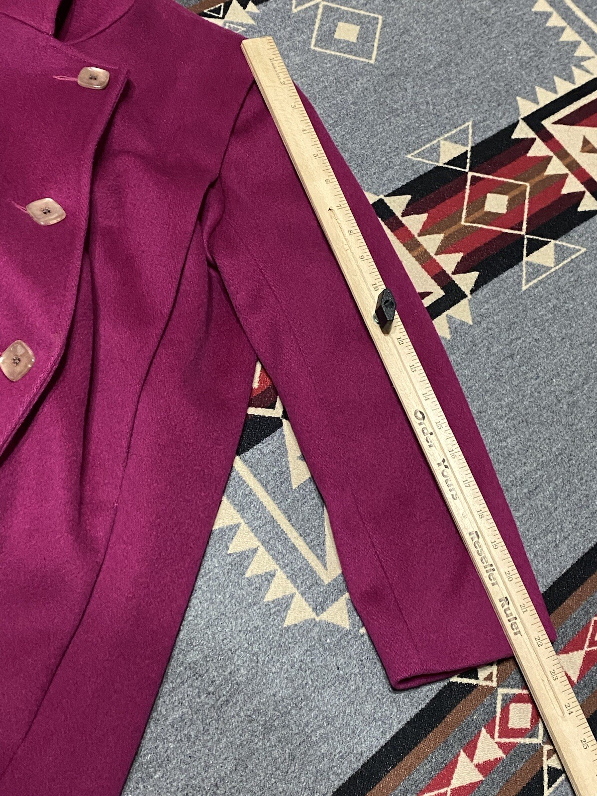 Vintage B Altman Magenta Wool Tweed Overcoat Womens USA HR