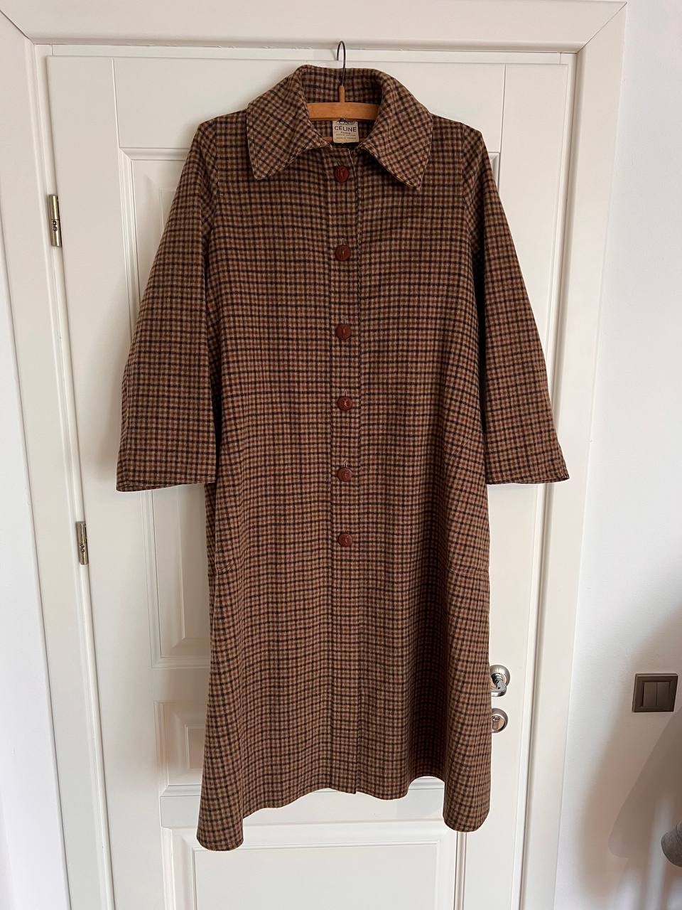 celine vintage wool coat houndstooth sherlock holmes