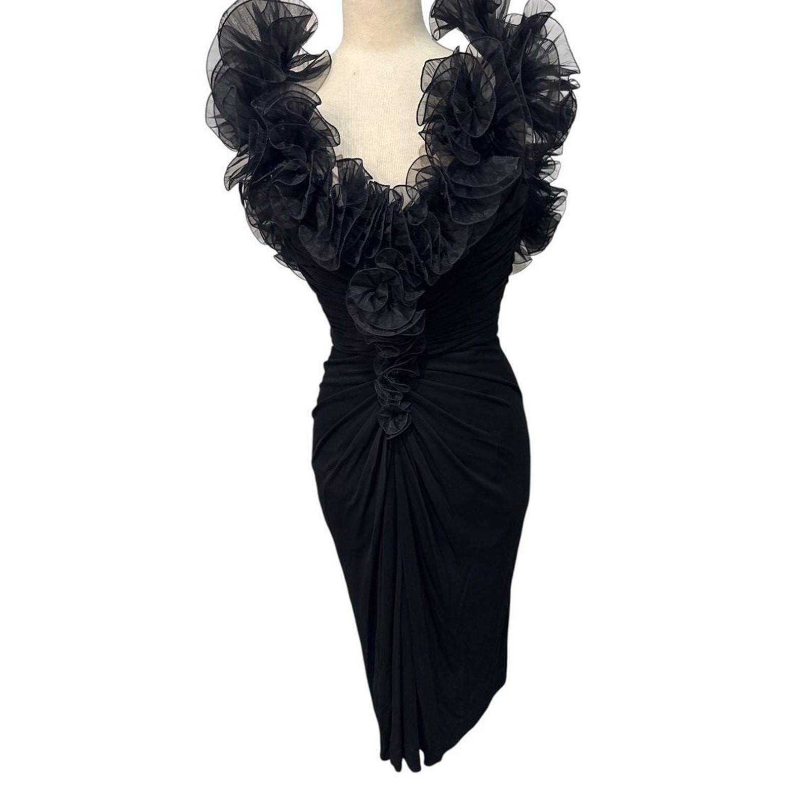 Vintage JILL Richards Off The Shoulders Ruffle Dress Sz M/L