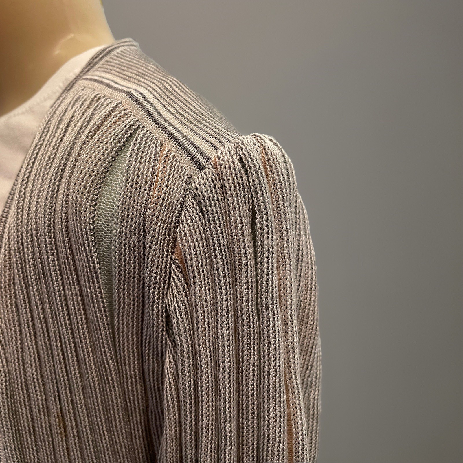 Vintage 1970s Albert Nipon Italy Knit Wrap Dress Short Sleeve Pleated Duster 6